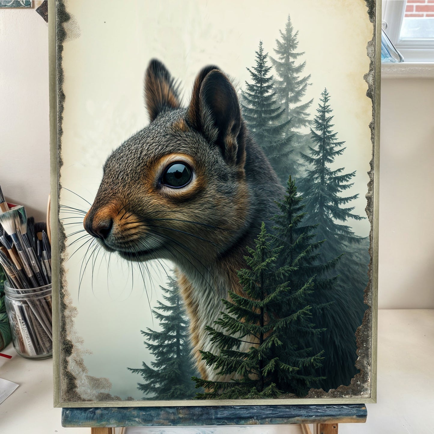 Squirrel Double Exposure Wall Art