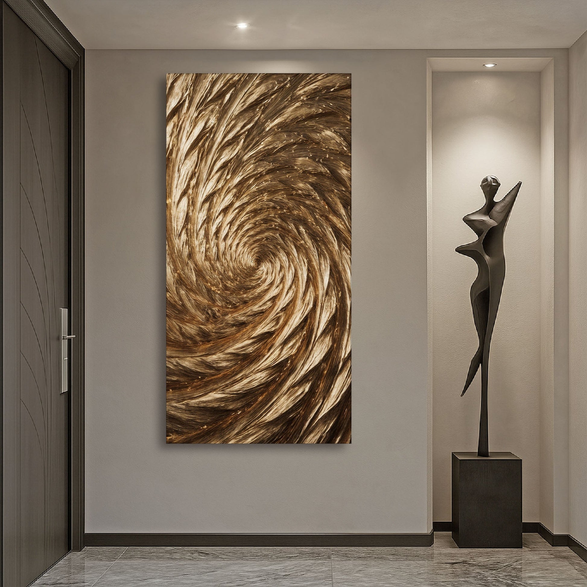 Gold Spiral Abstract Wall Art
