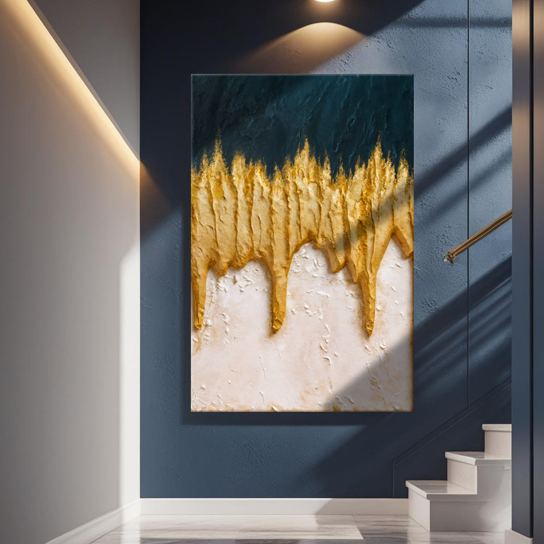 Abstract Blue And Gold Wall Art