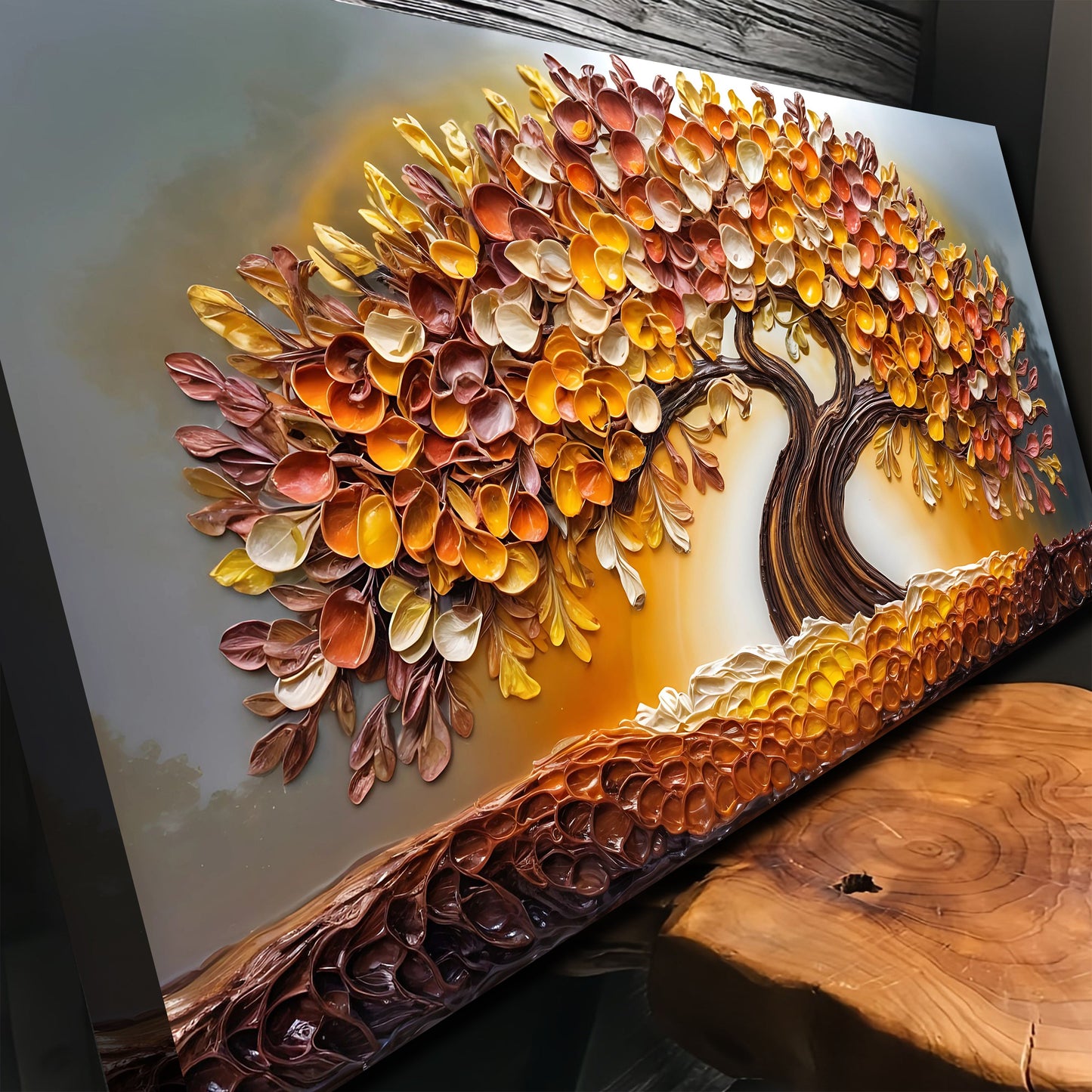 Golden Autumn Impasto Wall Art