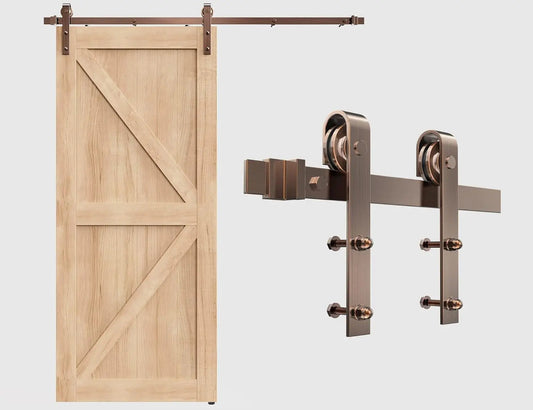 6.6FT Colorful Sliding Barn Door Track Kit for 1 Doors, J Shape(No Door)