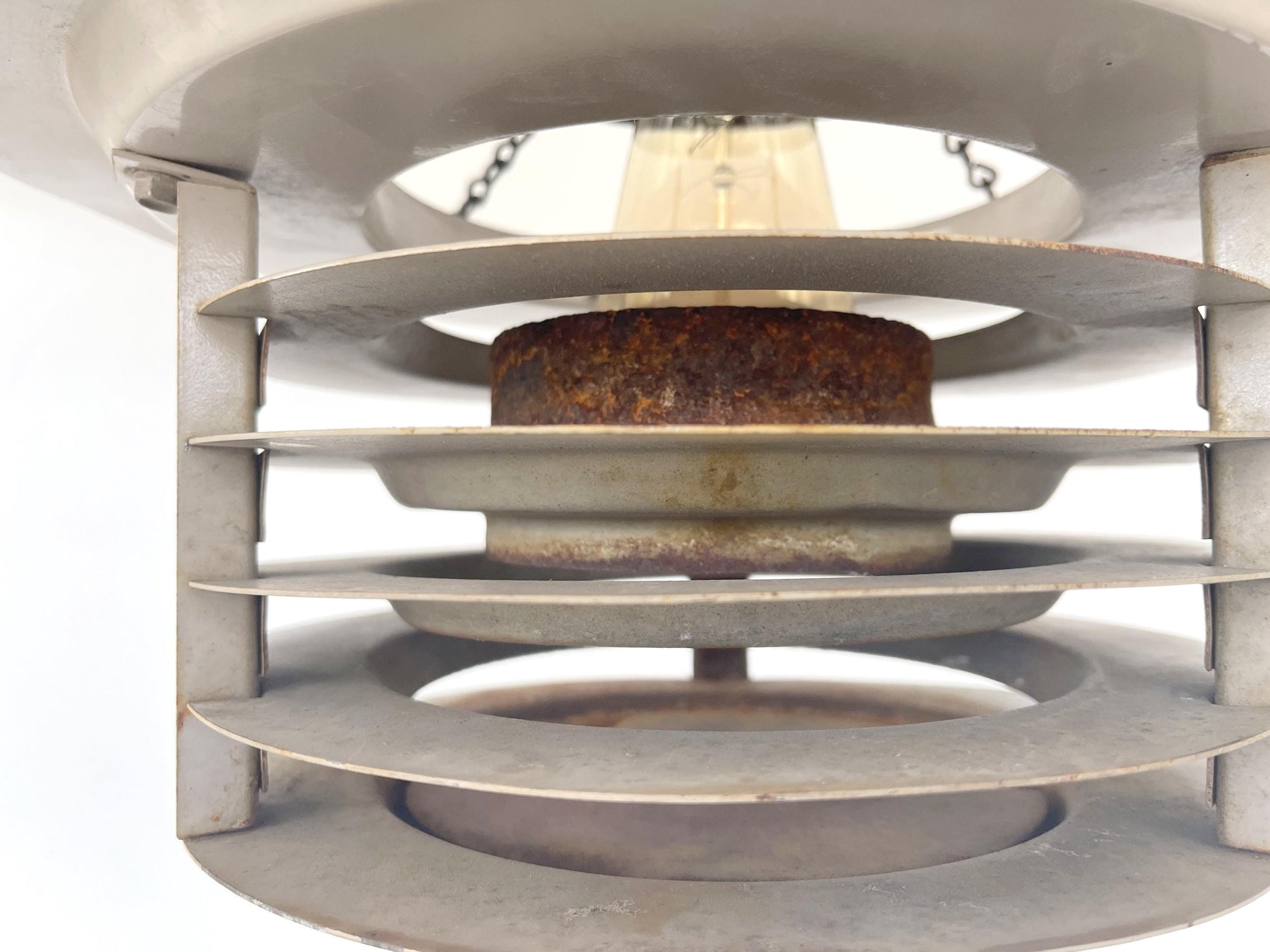 TOTALLY UNIQUE! Vintage Industrial Flush Mount Ceiling Light Rustic Distressed