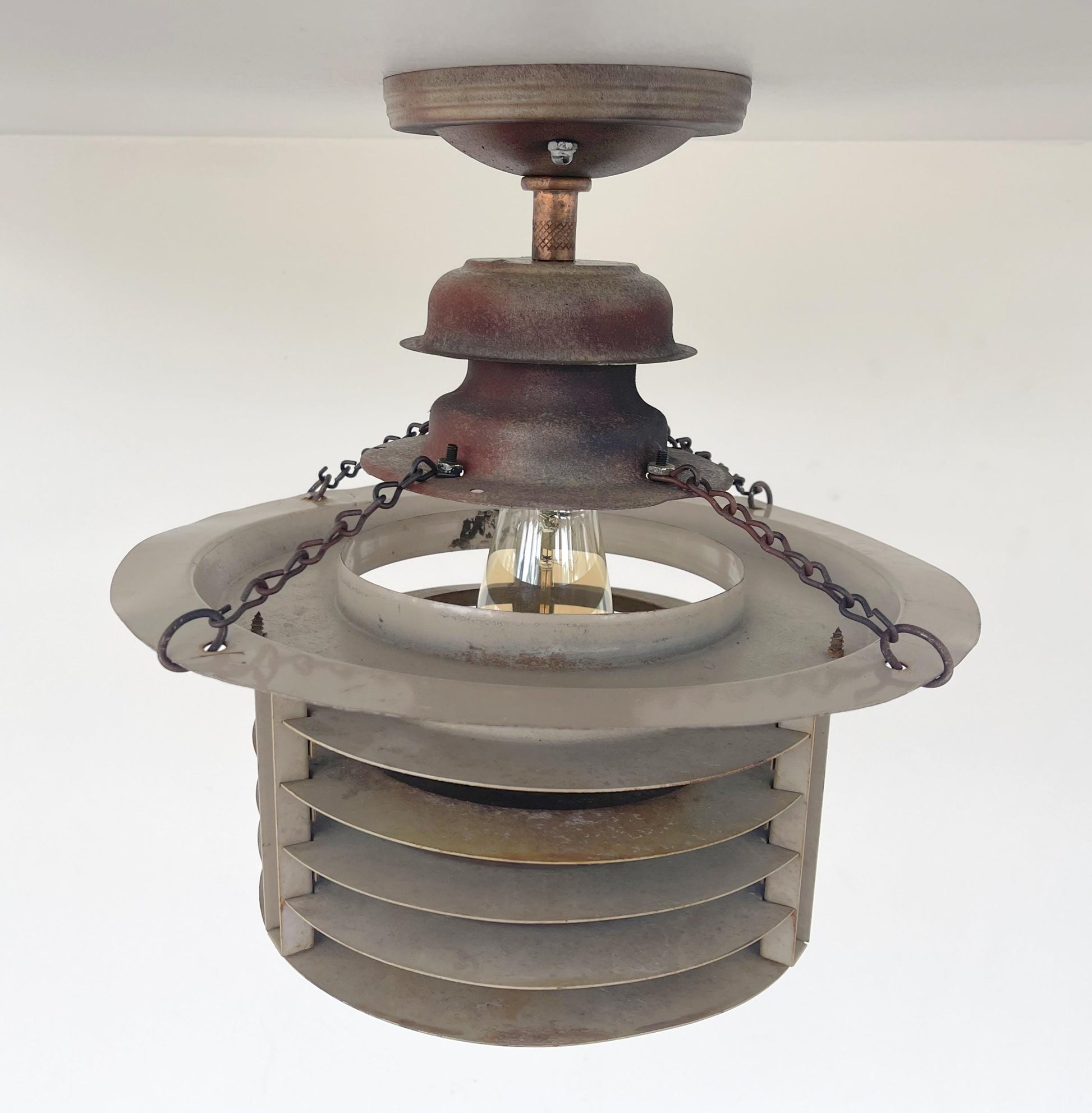 TOTALLY UNIQUE! Vintage Industrial Flush Mount Ceiling Light Rustic Distressed