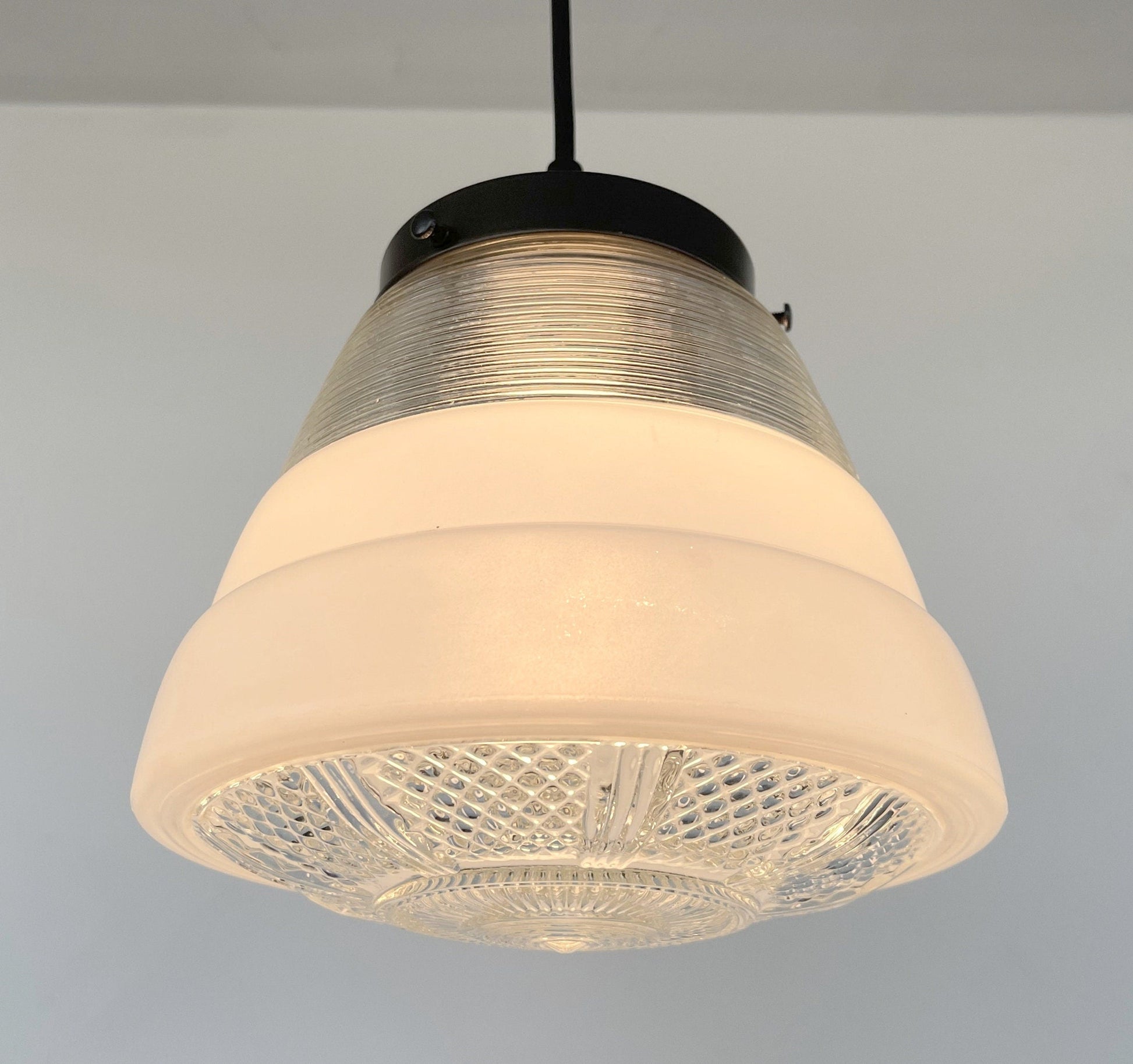 Retro 1970's Mid Century Glass Pendant Lighting