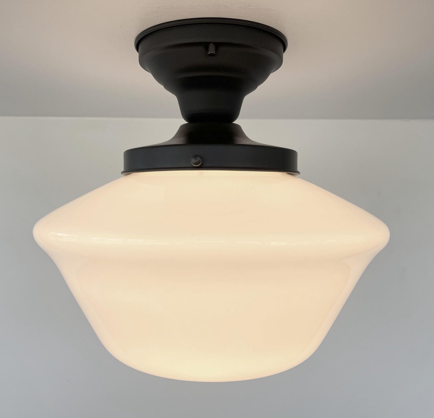 ELEGANT SCHOOLHOUSE Authentic Historical 1930's Antique Milk Glass Ceiling Light