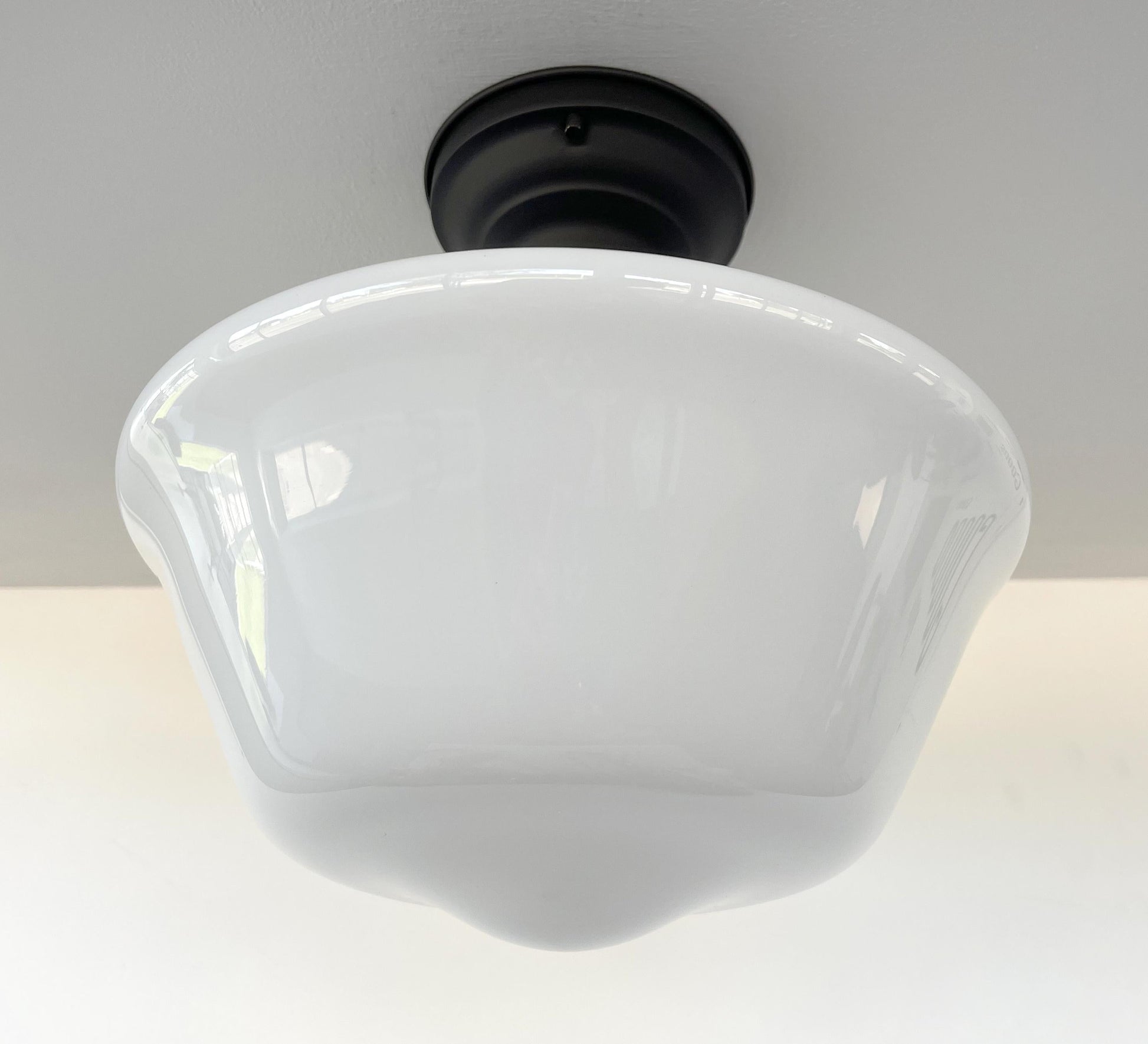 ELEGANT SCHOOLHOUSE Authentic Historical 1930's Antique Milk Glass Ceiling Light