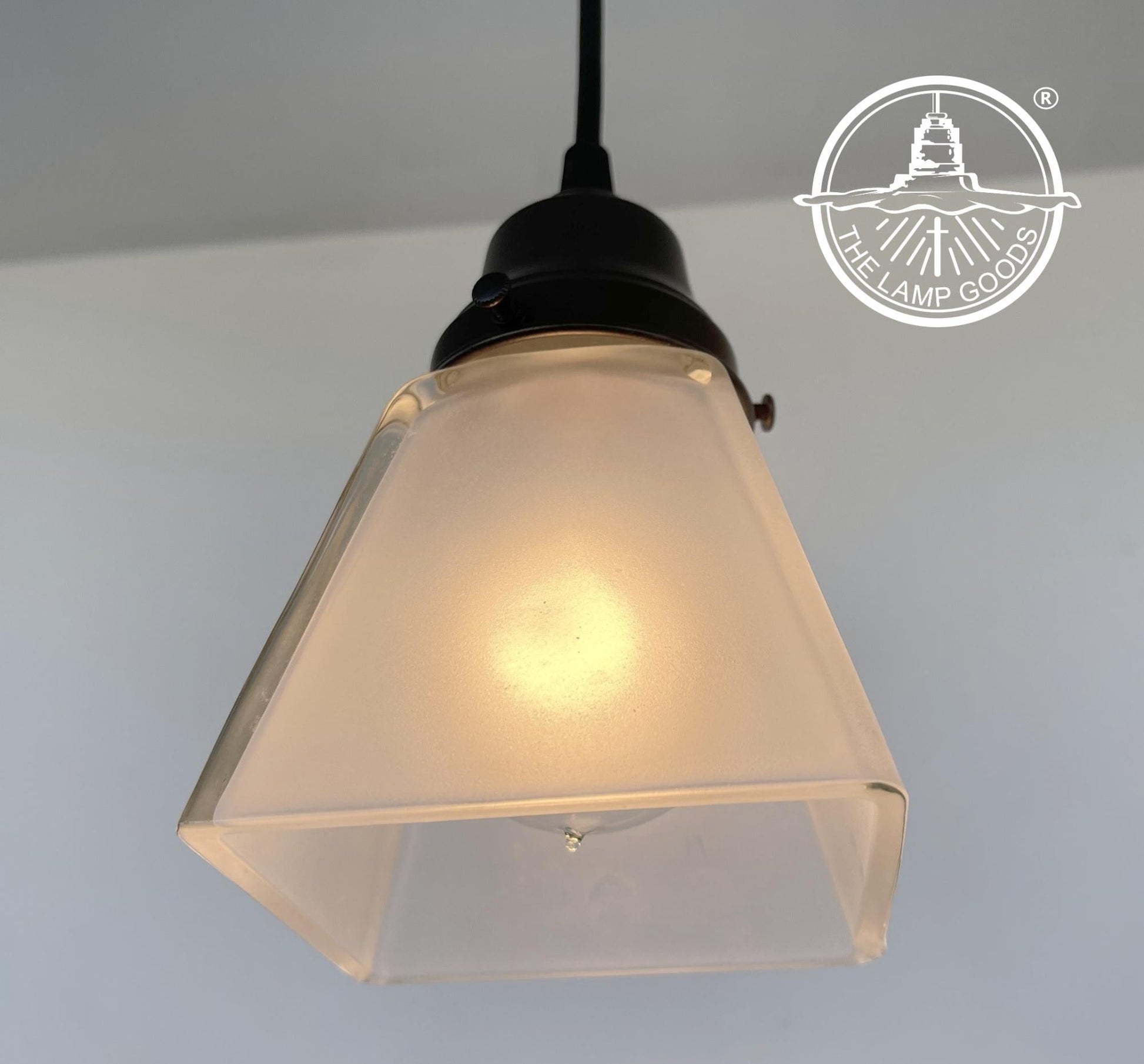 Vintage Frosted SQUARE 1960's PENDANT Light