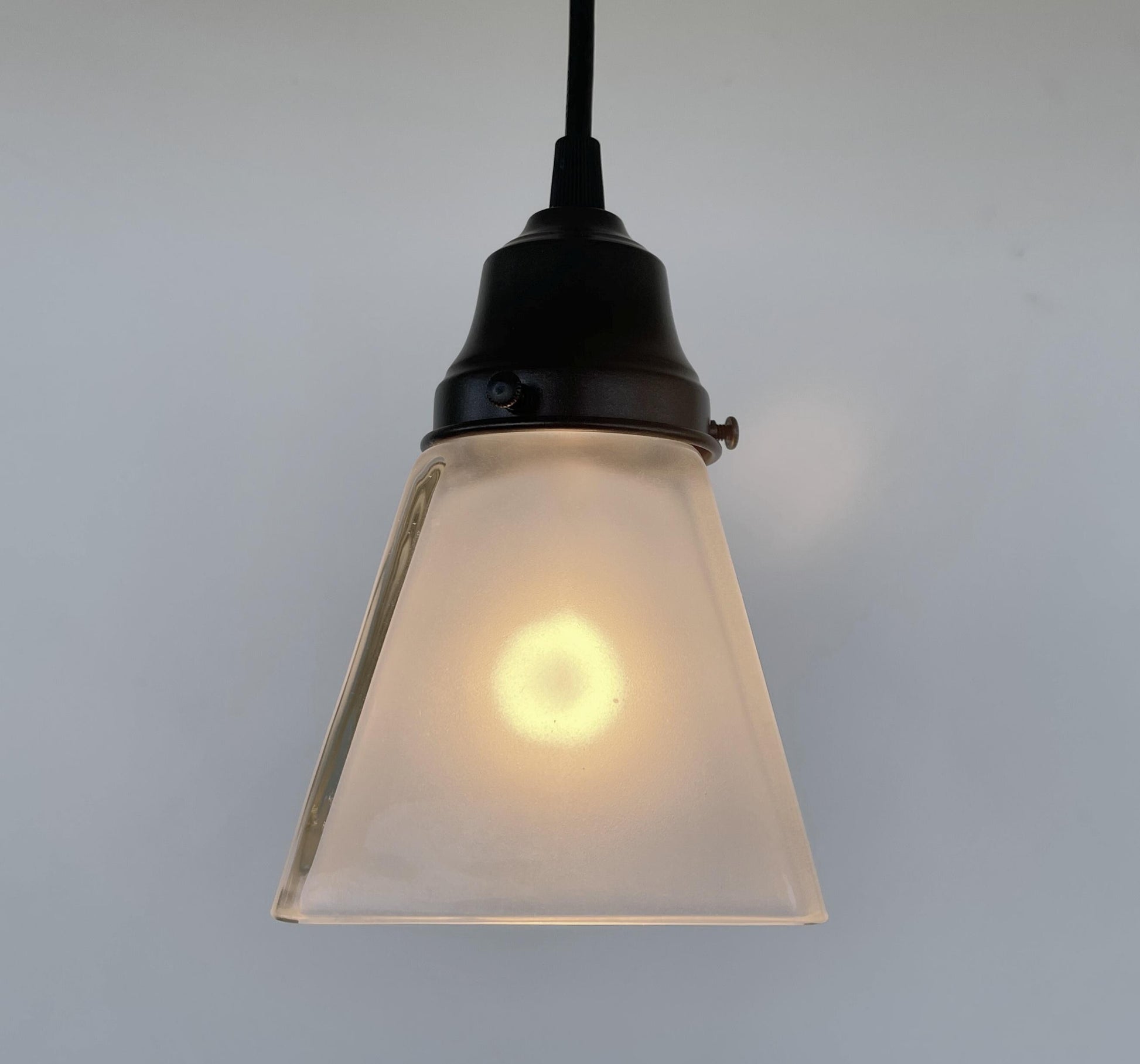 Vintage Frosted SQUARE 1960's PENDANT Light