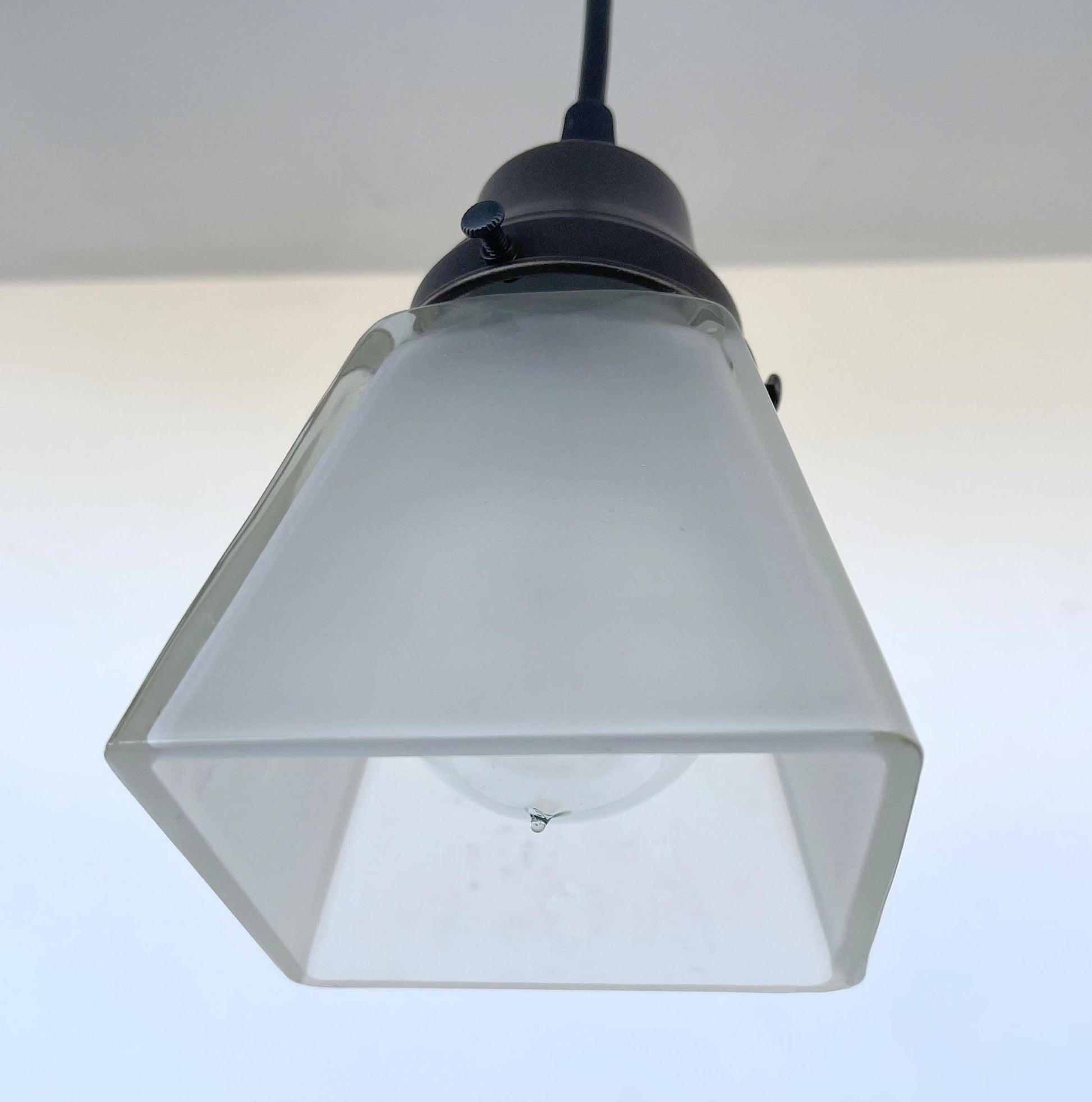 Vintage Frosted SQUARE 1960's PENDANT Light