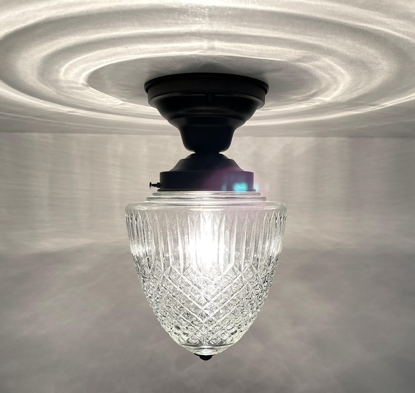 LARGE TAPERED DIAMOND 1950s Authentic Mid Century Glass Ceiling Light