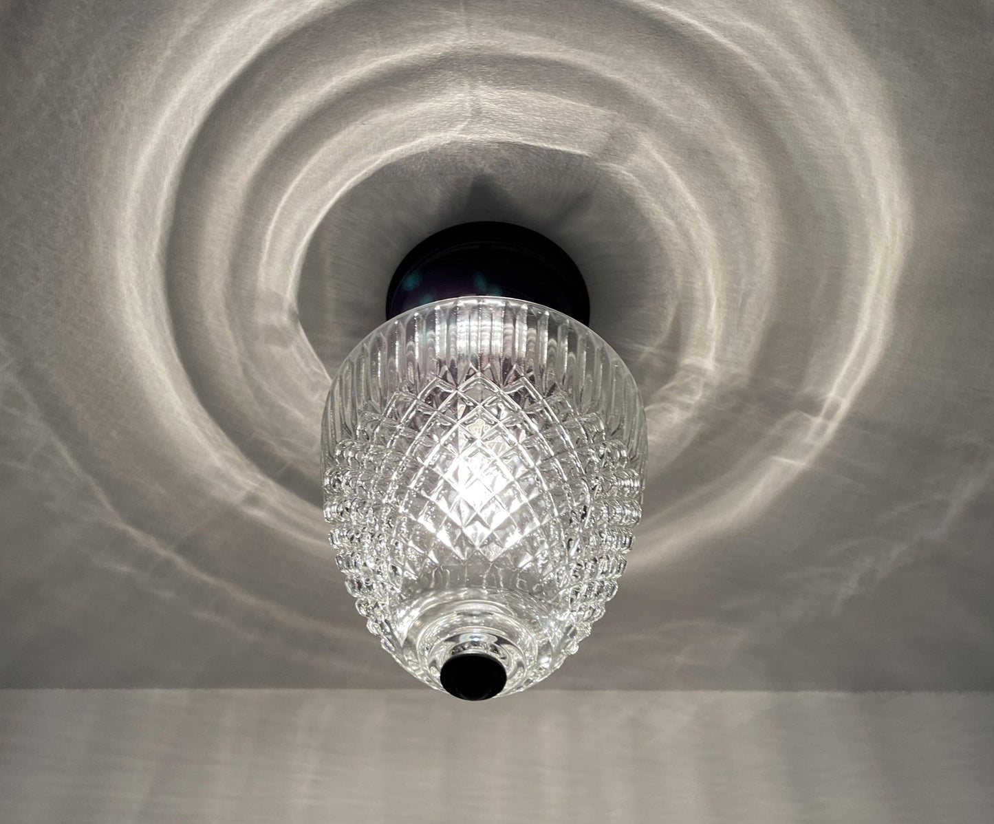 LARGE TAPERED DIAMOND 1950s Authentic Mid Century Glass Ceiling Light