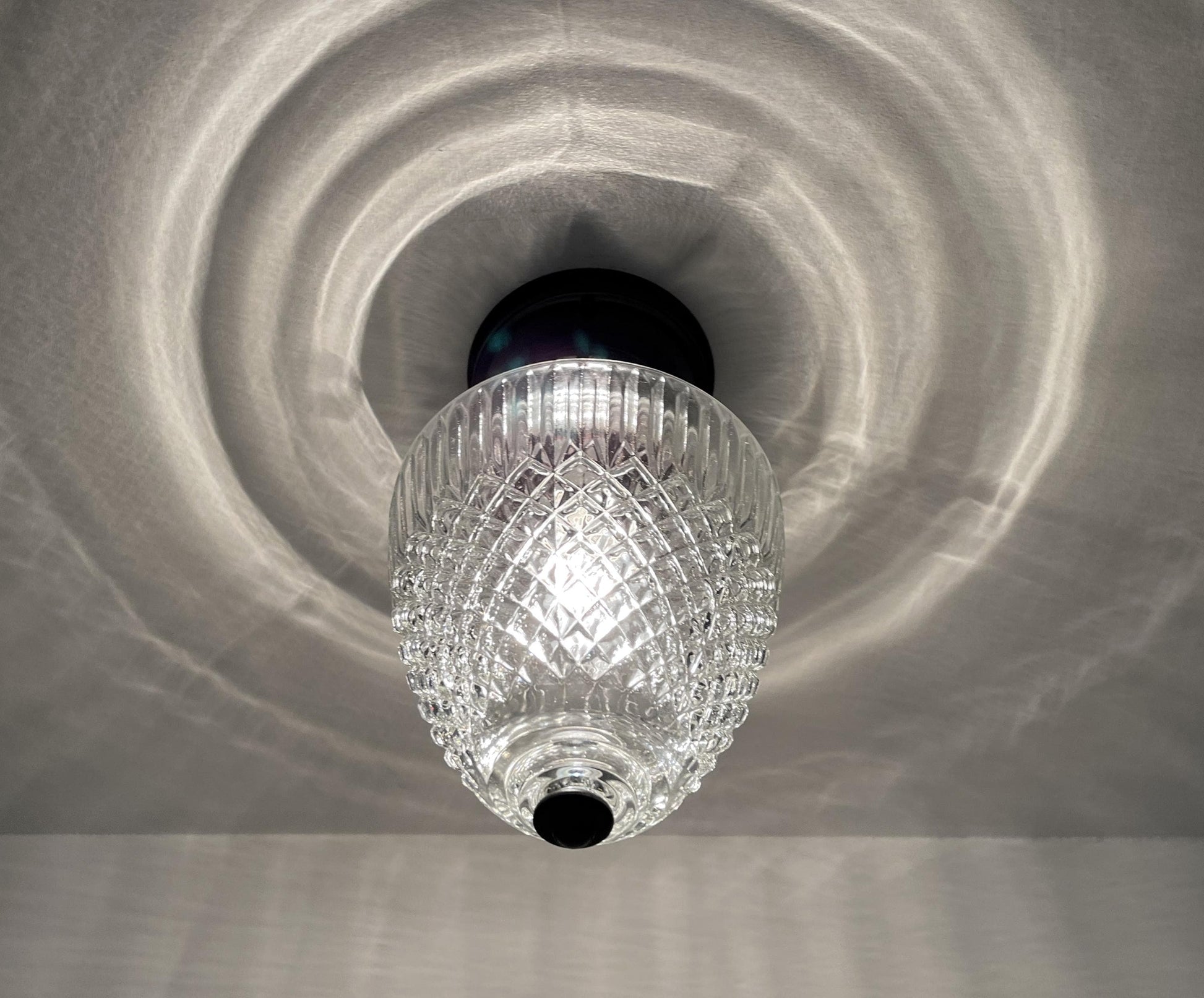 LARGE TAPERED DIAMOND 1950s Authentic Mid Century Glass Ceiling Light