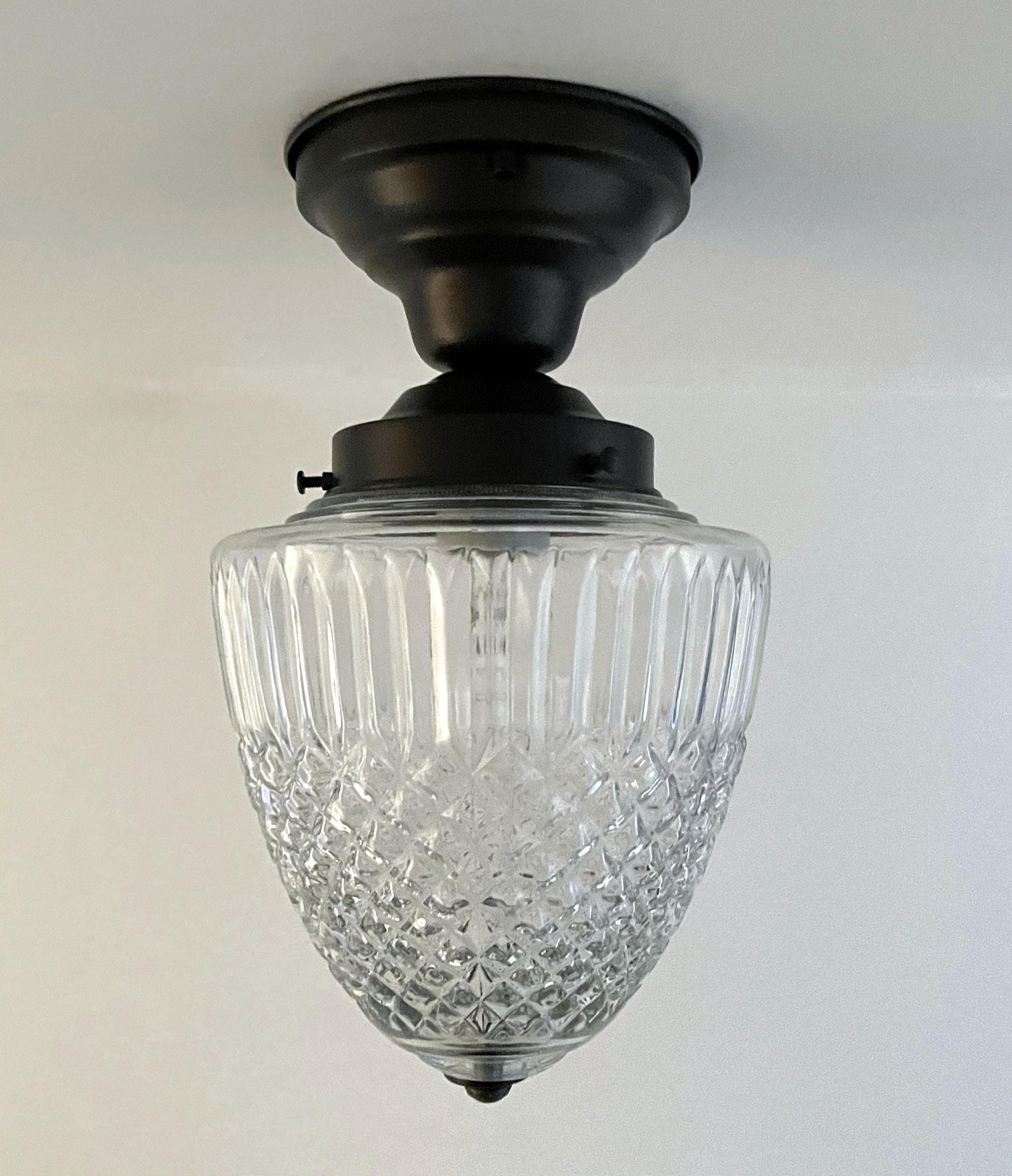 LARGE TAPERED DIAMOND 1950s Authentic Mid Century Glass Ceiling Light