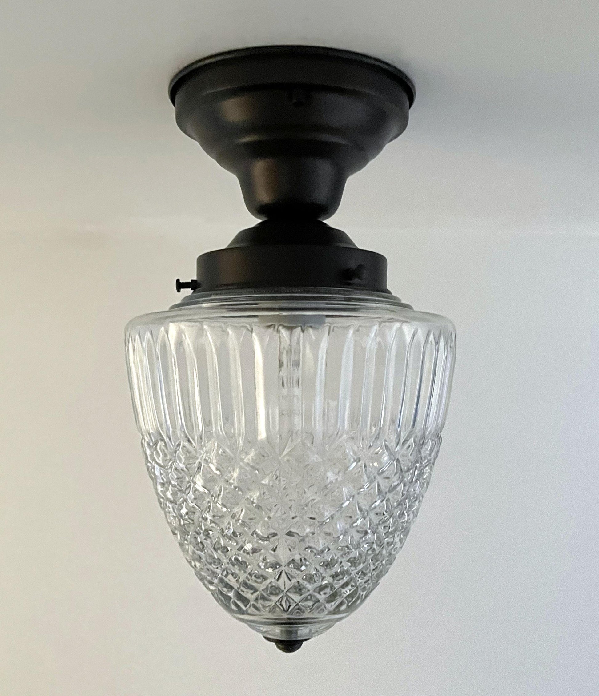 LARGE TAPERED DIAMOND 1950s Authentic Mid Century Glass Ceiling Light