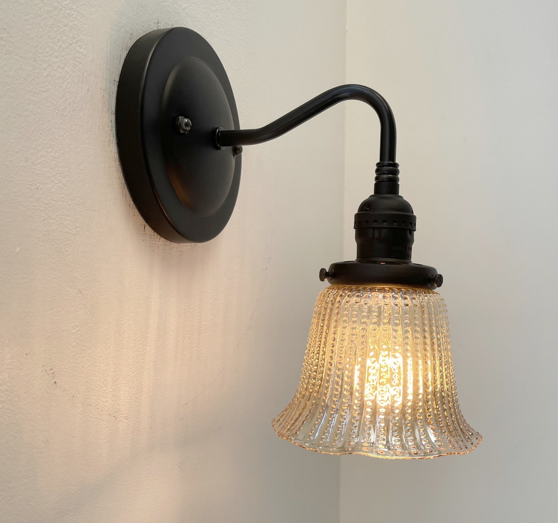 Amber Antique 1930's HOBNAIL Glass Wall Sconce