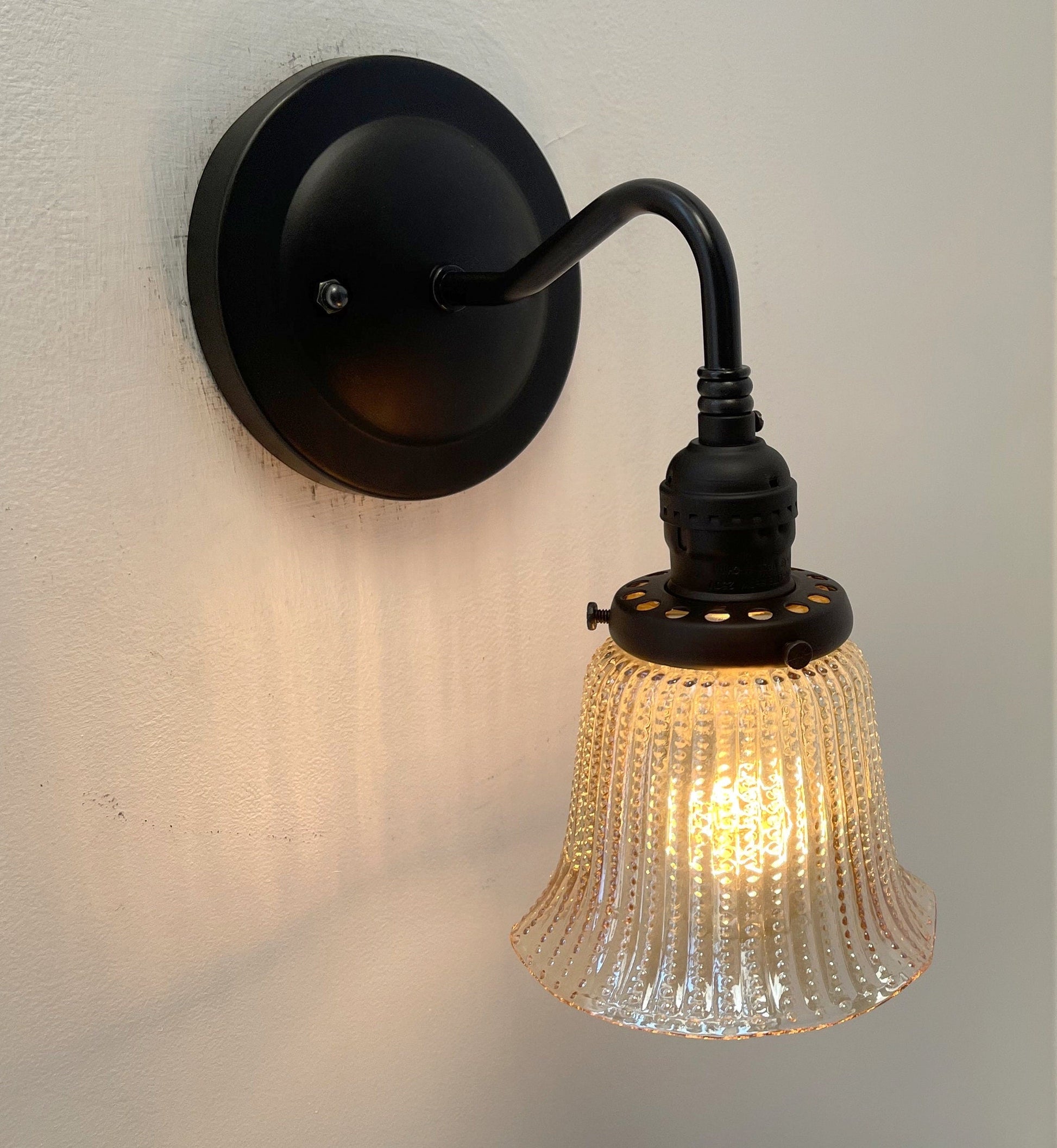 Amber Antique 1930's HOBNAIL Glass Wall Sconce