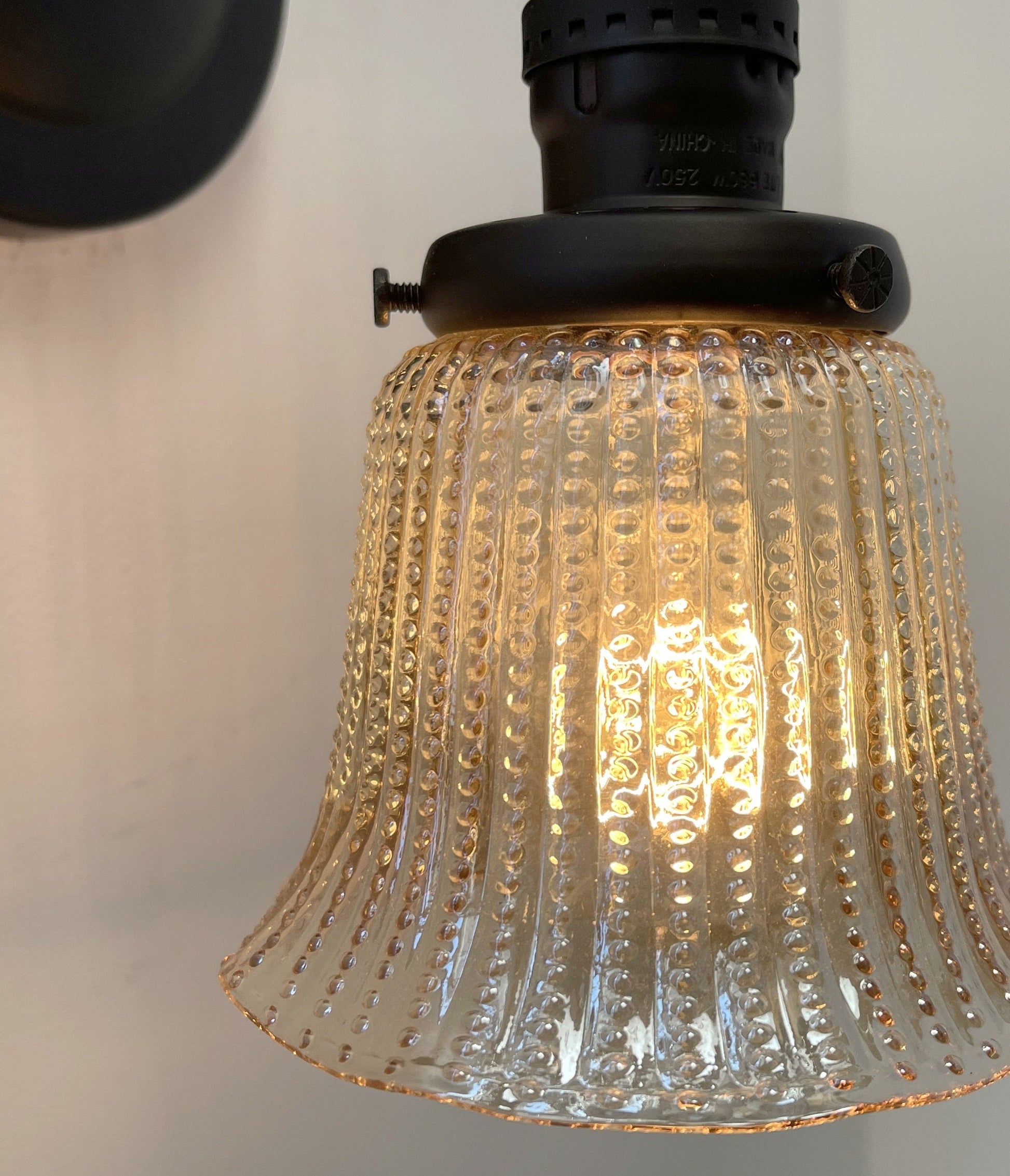 Amber Antique 1930's HOBNAIL Glass Wall Sconce