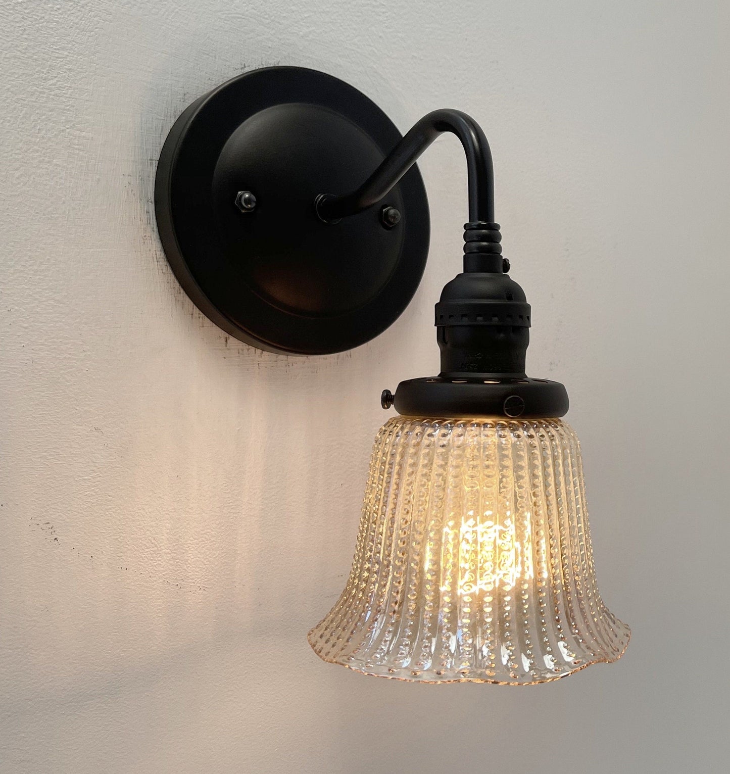 Amber Antique 1930's HOBNAIL Glass Wall Sconce