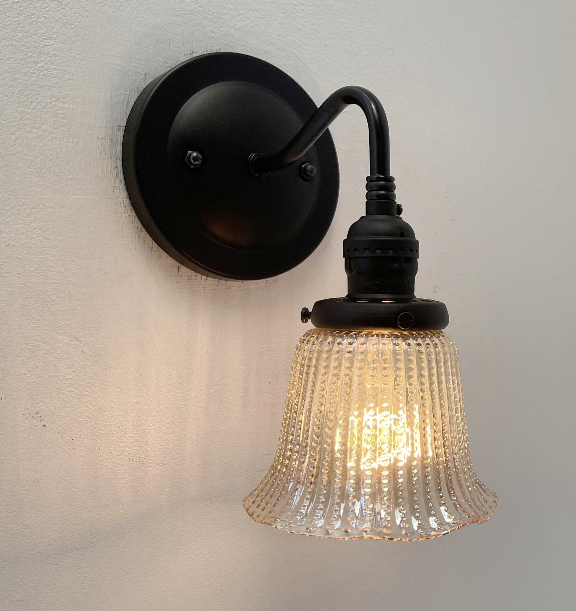 Amber Antique 1930's HOBNAIL Glass Wall Sconce