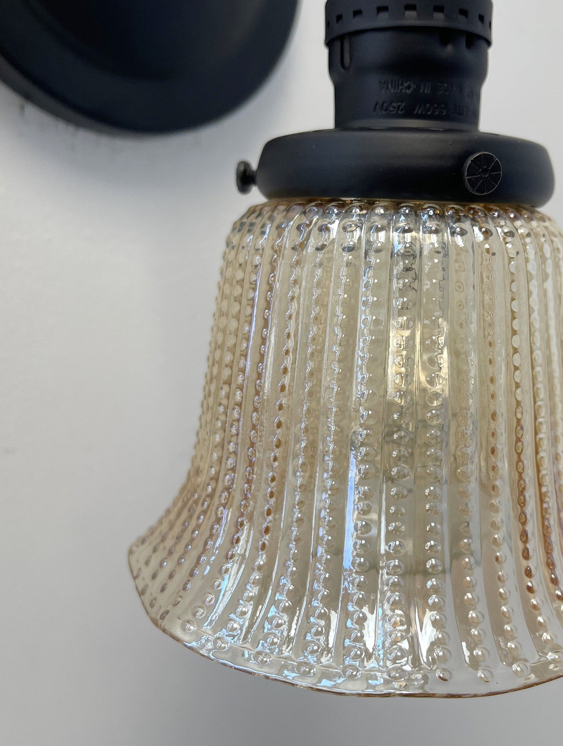 Amber Antique 1930's HOBNAIL Glass Wall Sconce