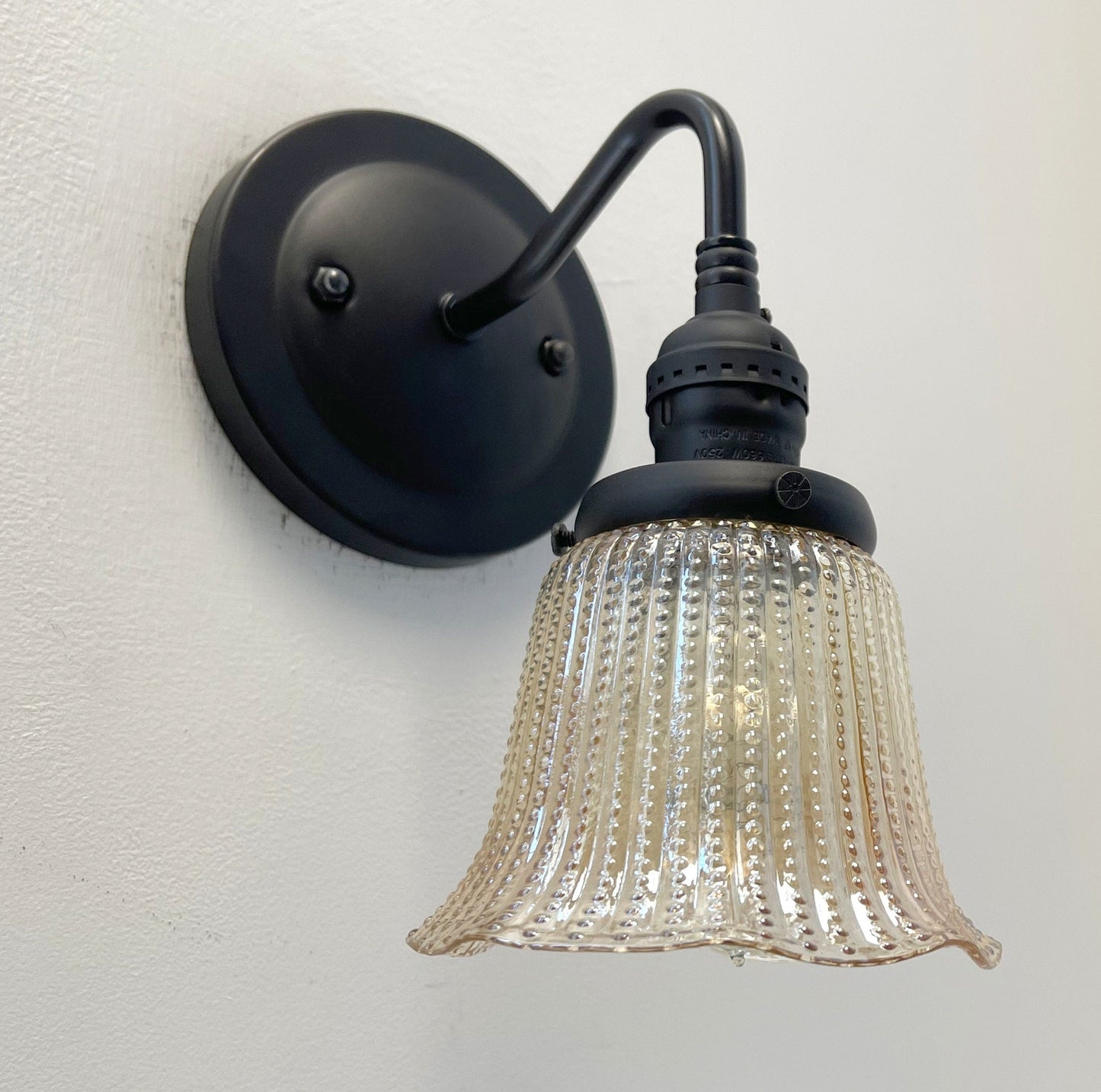 Amber Antique 1930's HOBNAIL Glass Wall Sconce