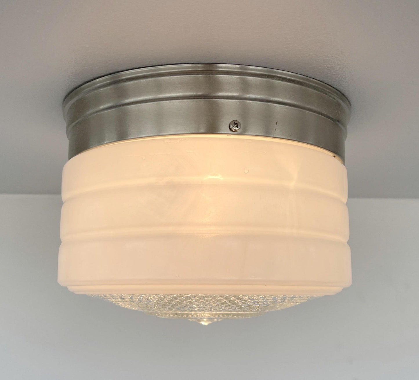 Retro Flush Mount Milk Glass Ceiling Light