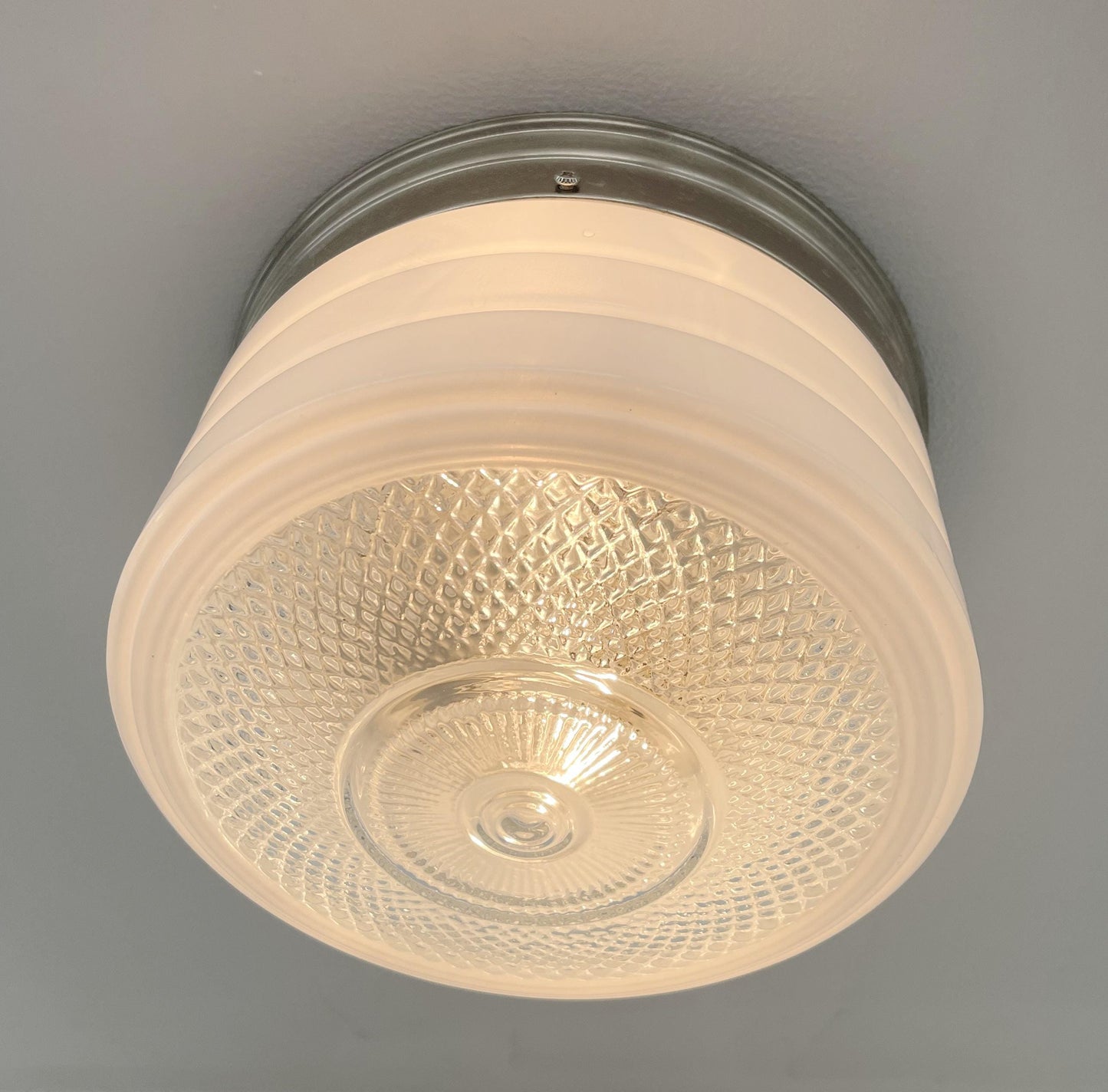 Retro Flush Mount Milk Glass Ceiling Light