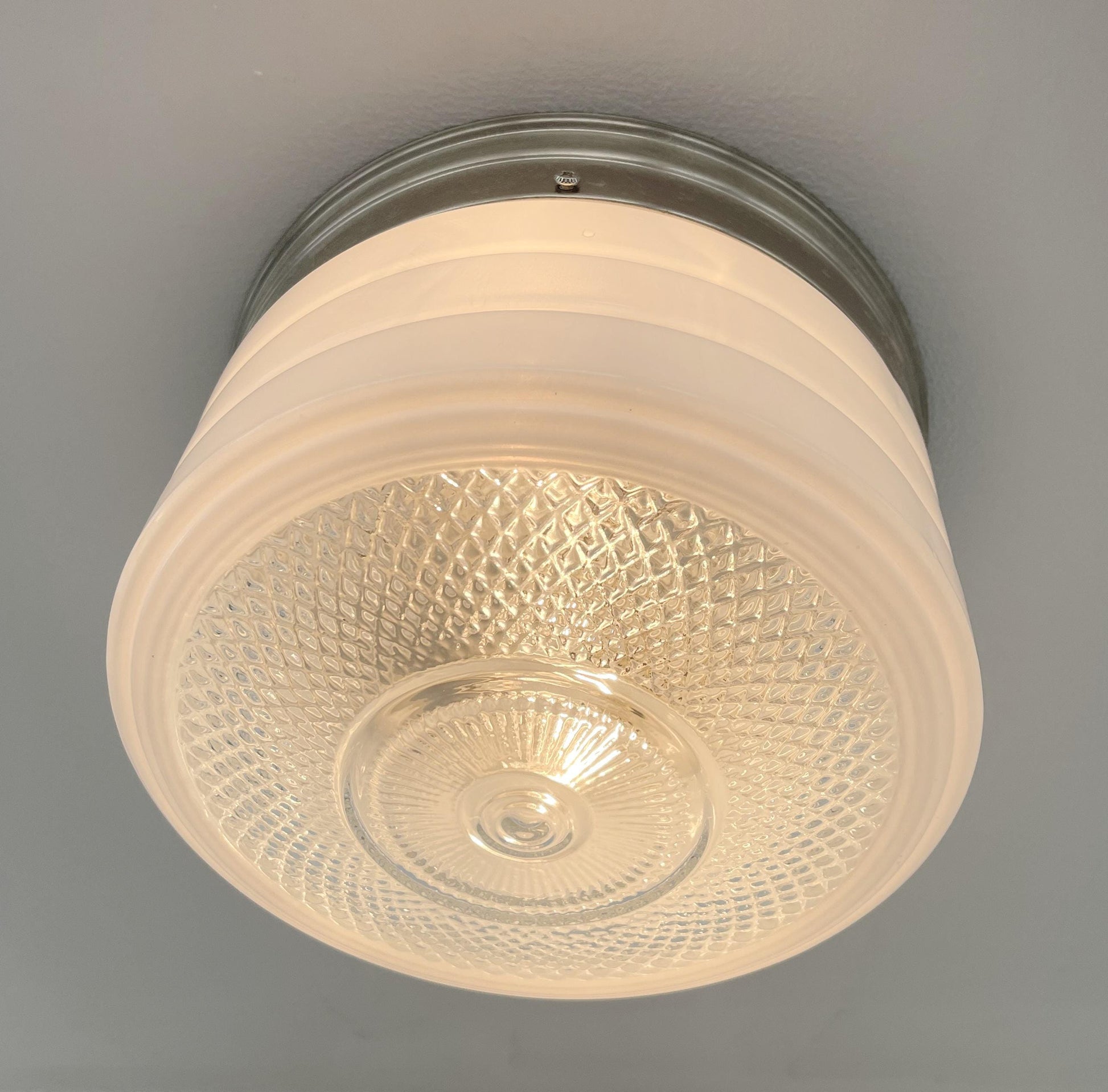 Retro Flush Mount Milk Glass Ceiling Light