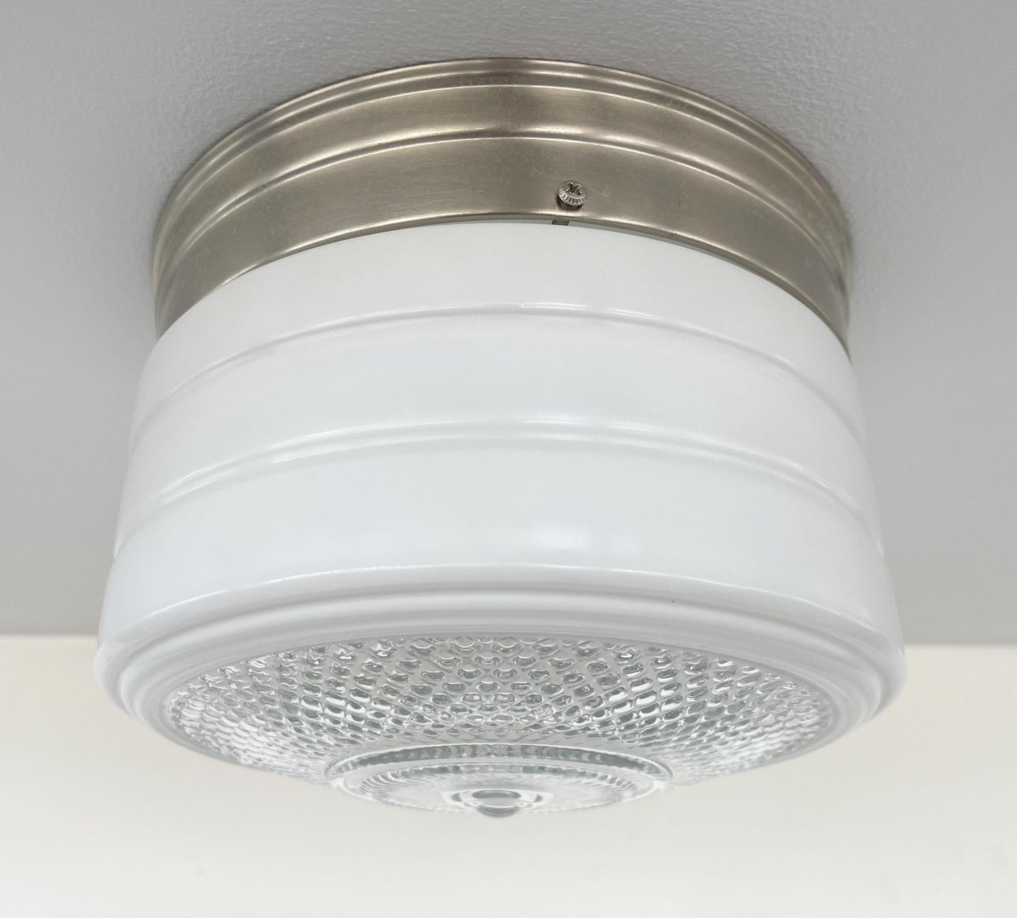 Retro Flush Mount Milk Glass Ceiling Light