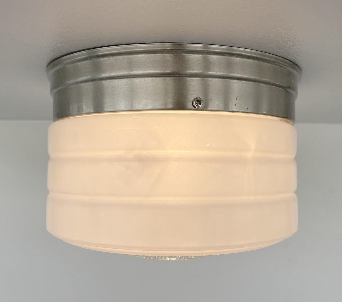 Retro Flush Mount Milk Glass Ceiling Light