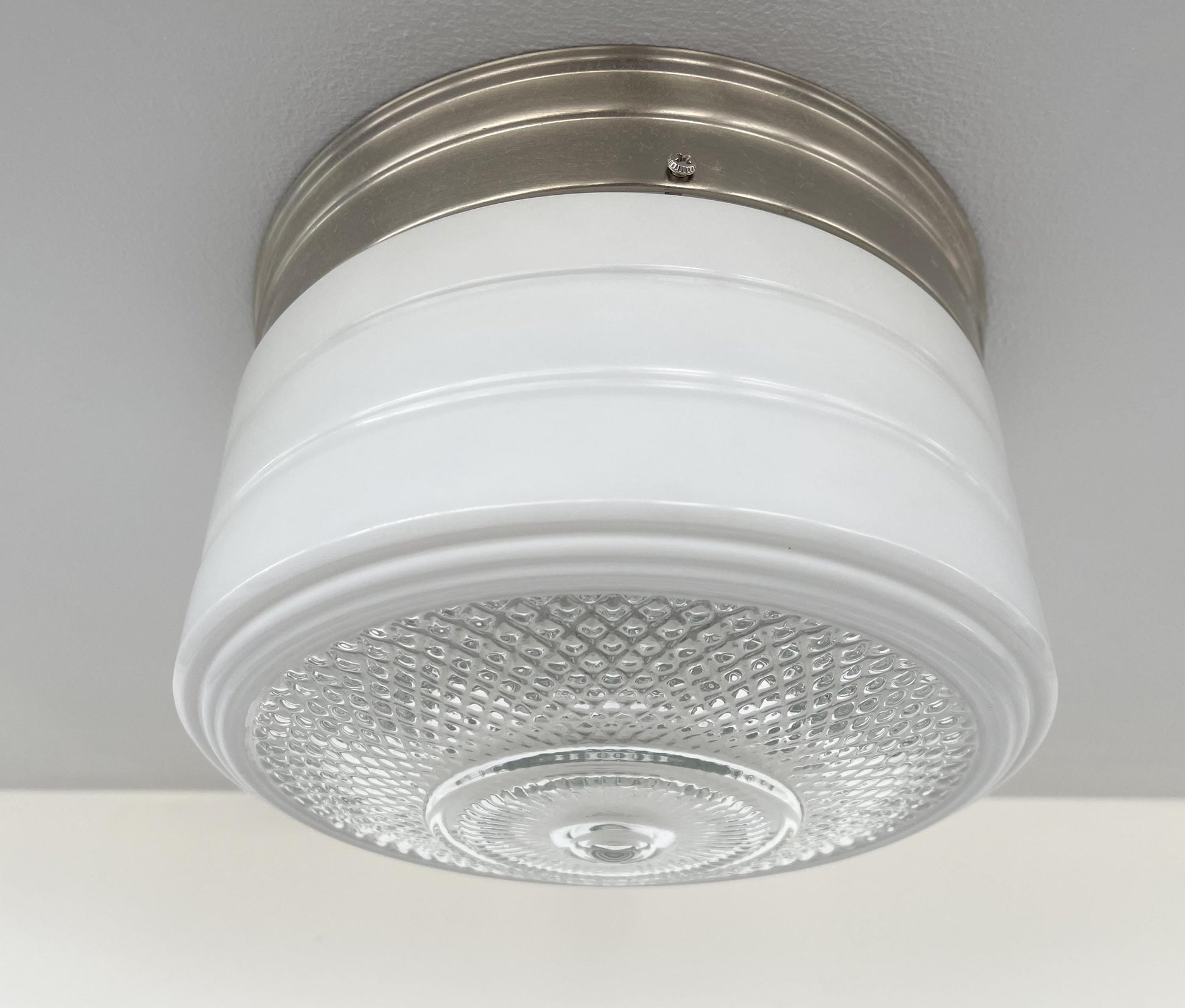 Retro Flush Mount Milk Glass Ceiling Light