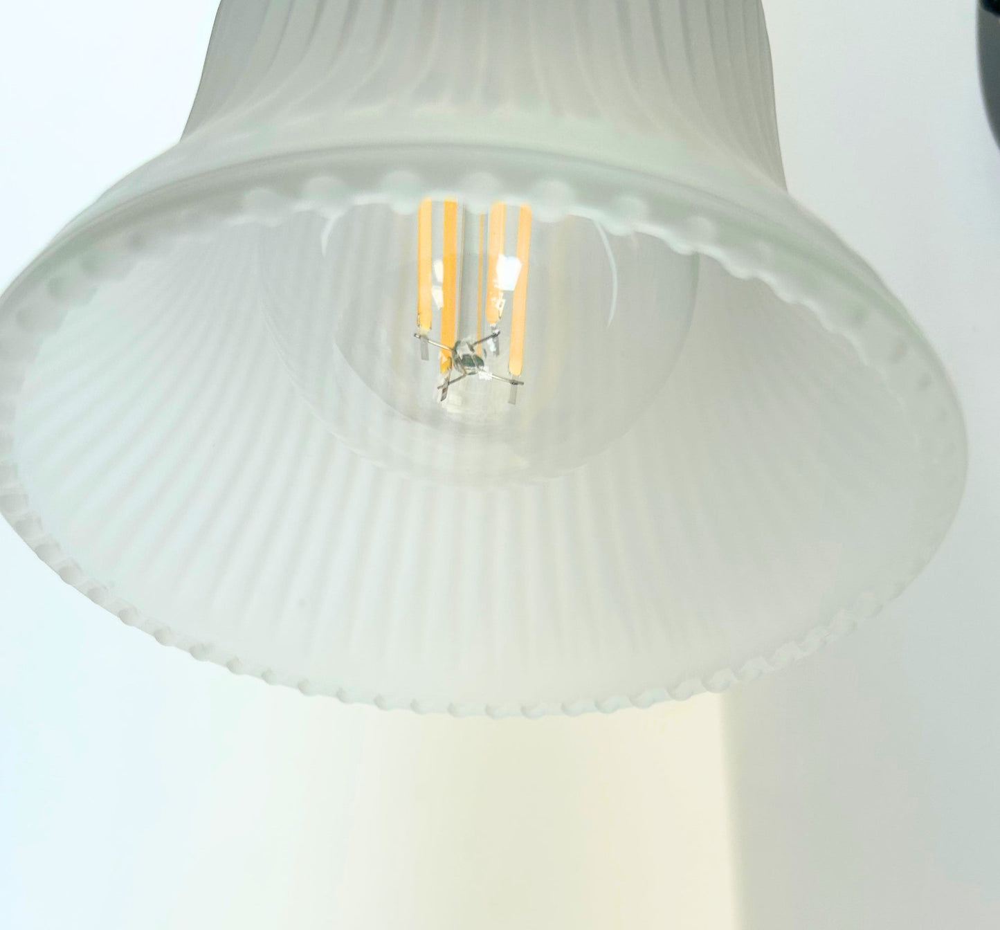 Frosted Bell-Shaped Holophane Glass Wall Sconce or Pendant Light