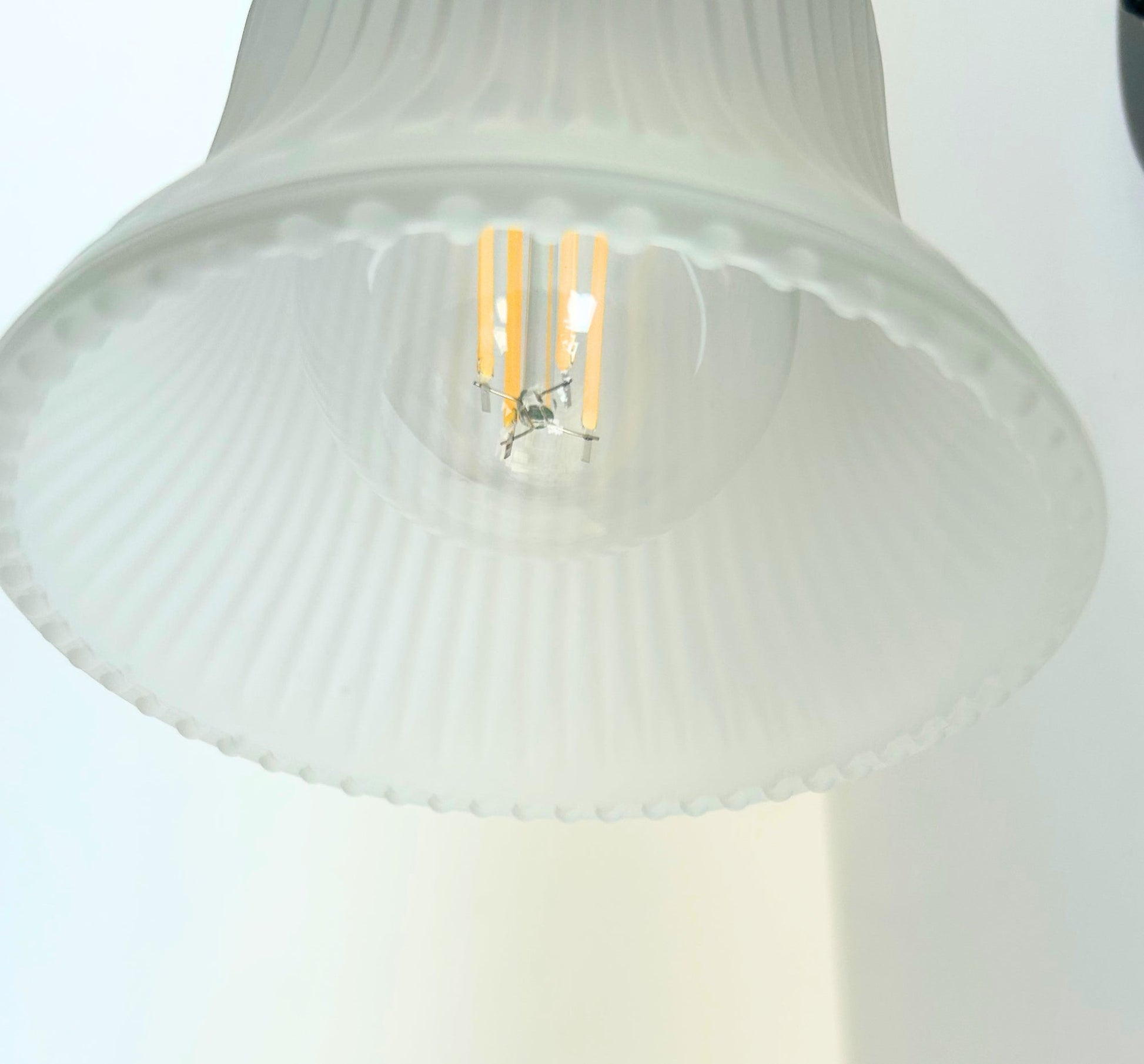 Frosted Bell-Shaped Holophane Glass Wall Sconce or Pendant Light