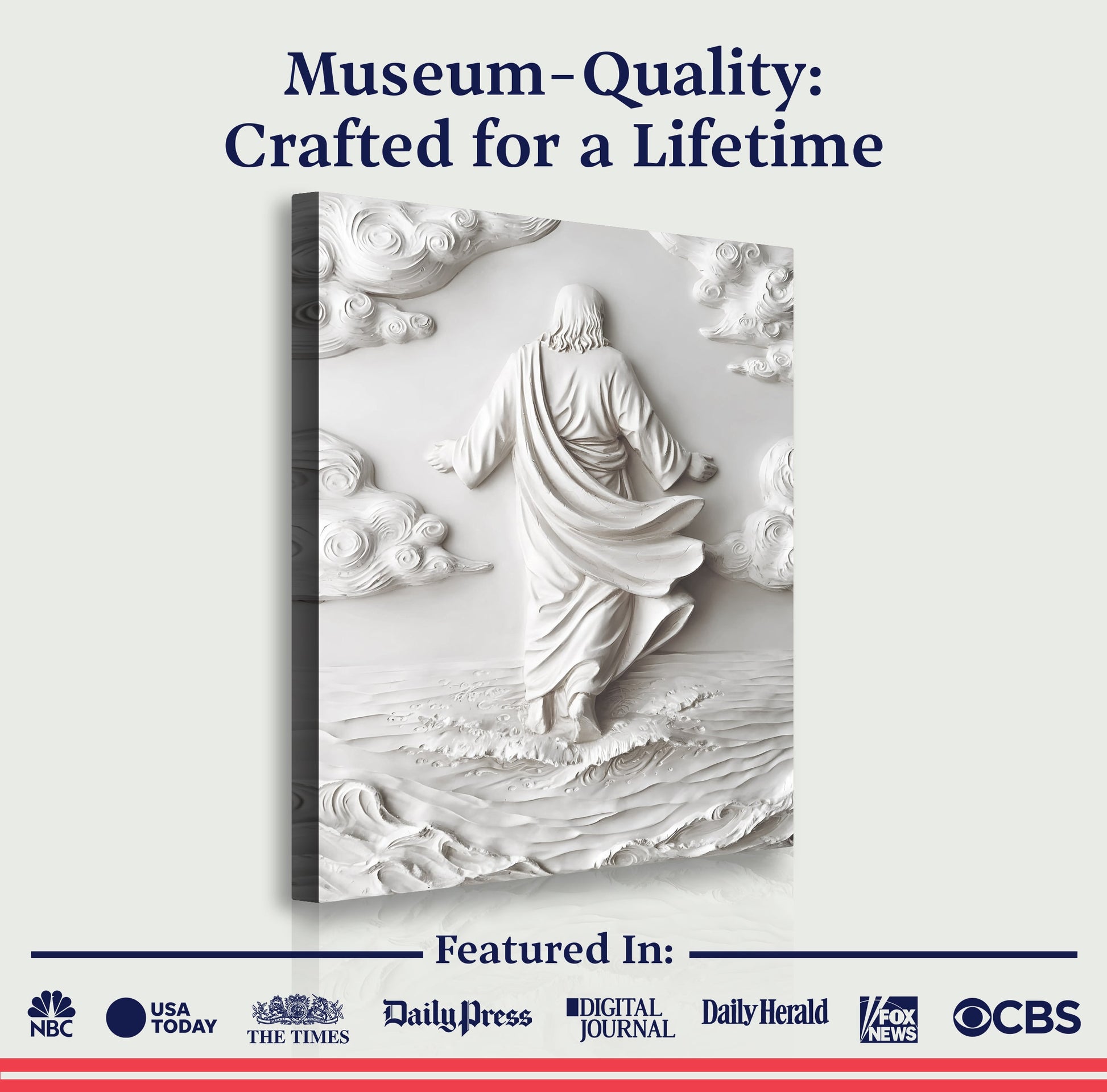 3D Minimalist Jesus Walking on Water Wall Art