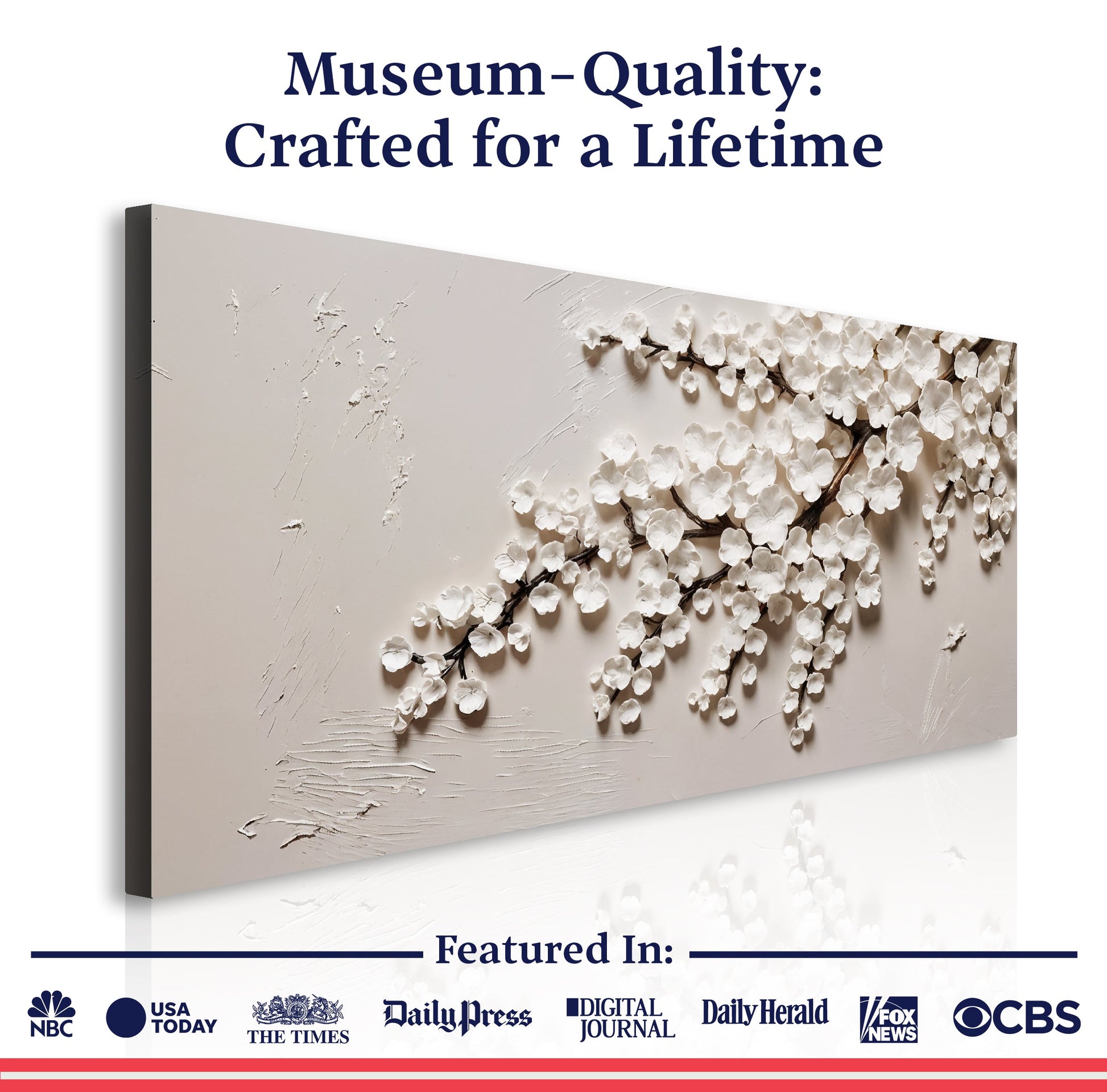 White Cherry Blossom Wall Art