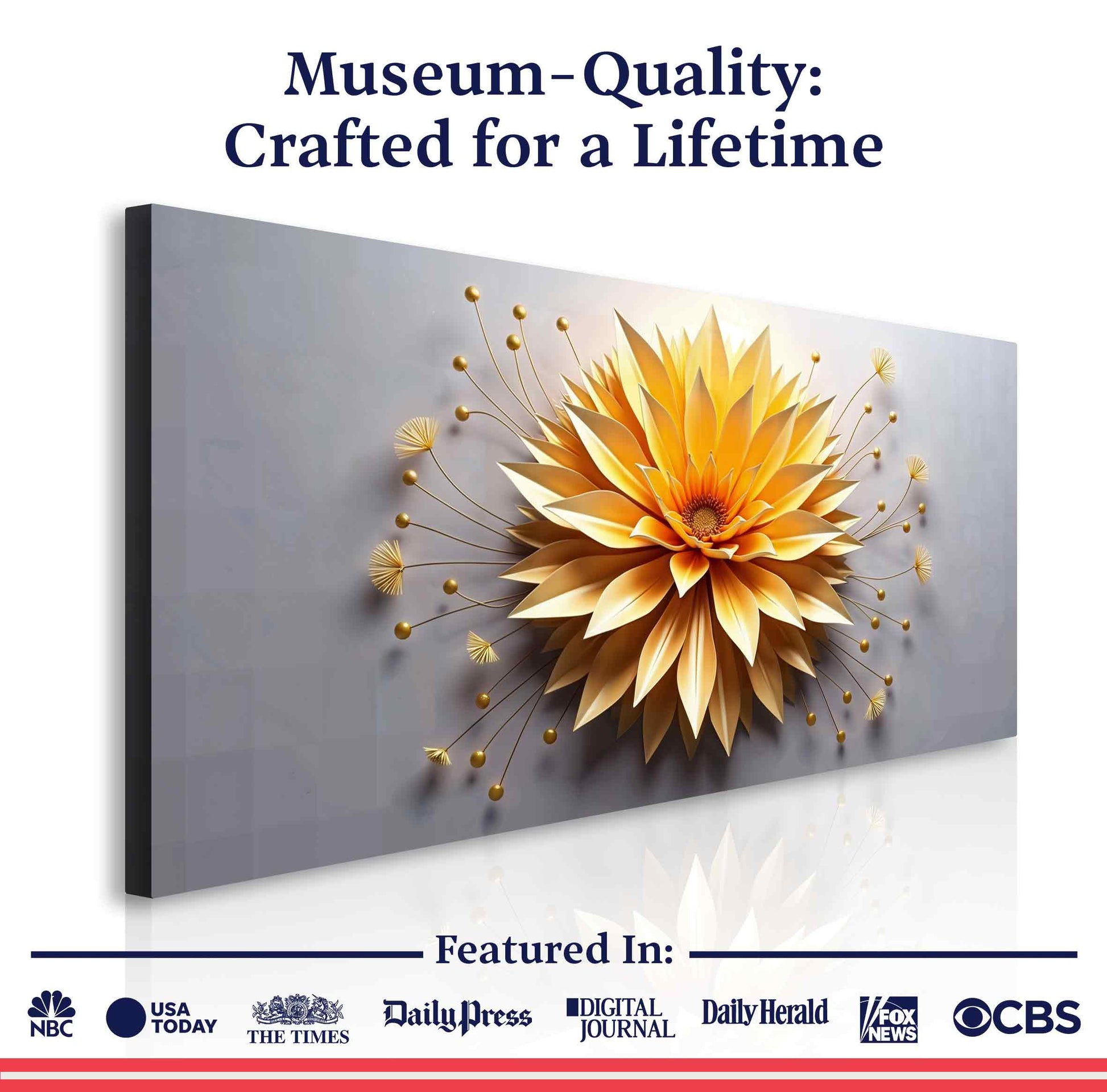 Golden Dandelion Minimalist Abstract Wall Art