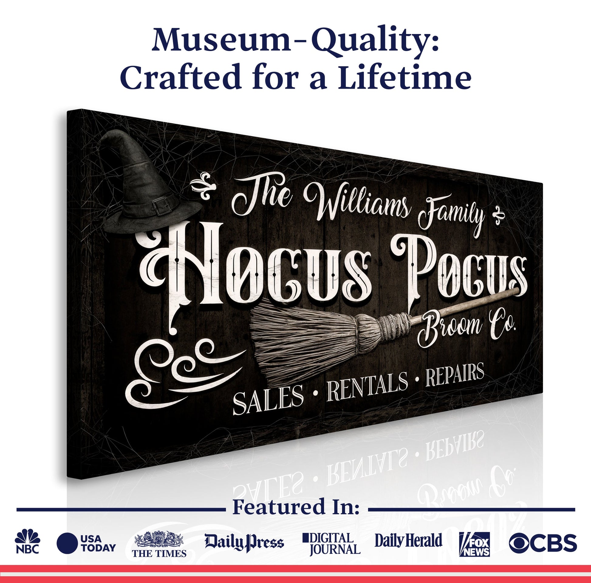 Personalized Hocus Pocus Broom Co. Wall Sign