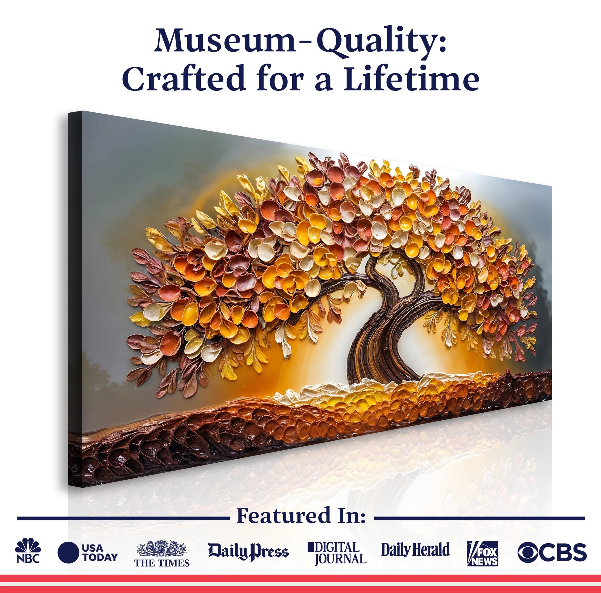 Golden Autumn Impasto Wall Art