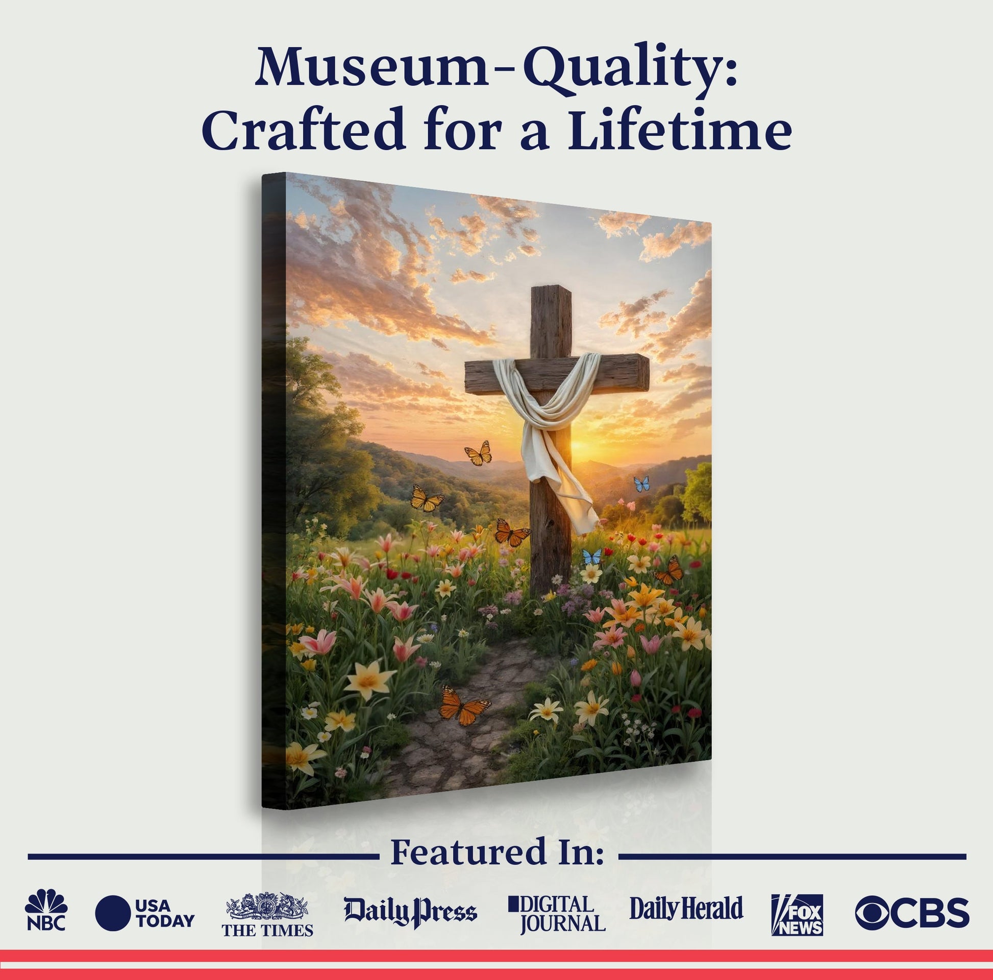 Cross and Flowers Faith Wall Art