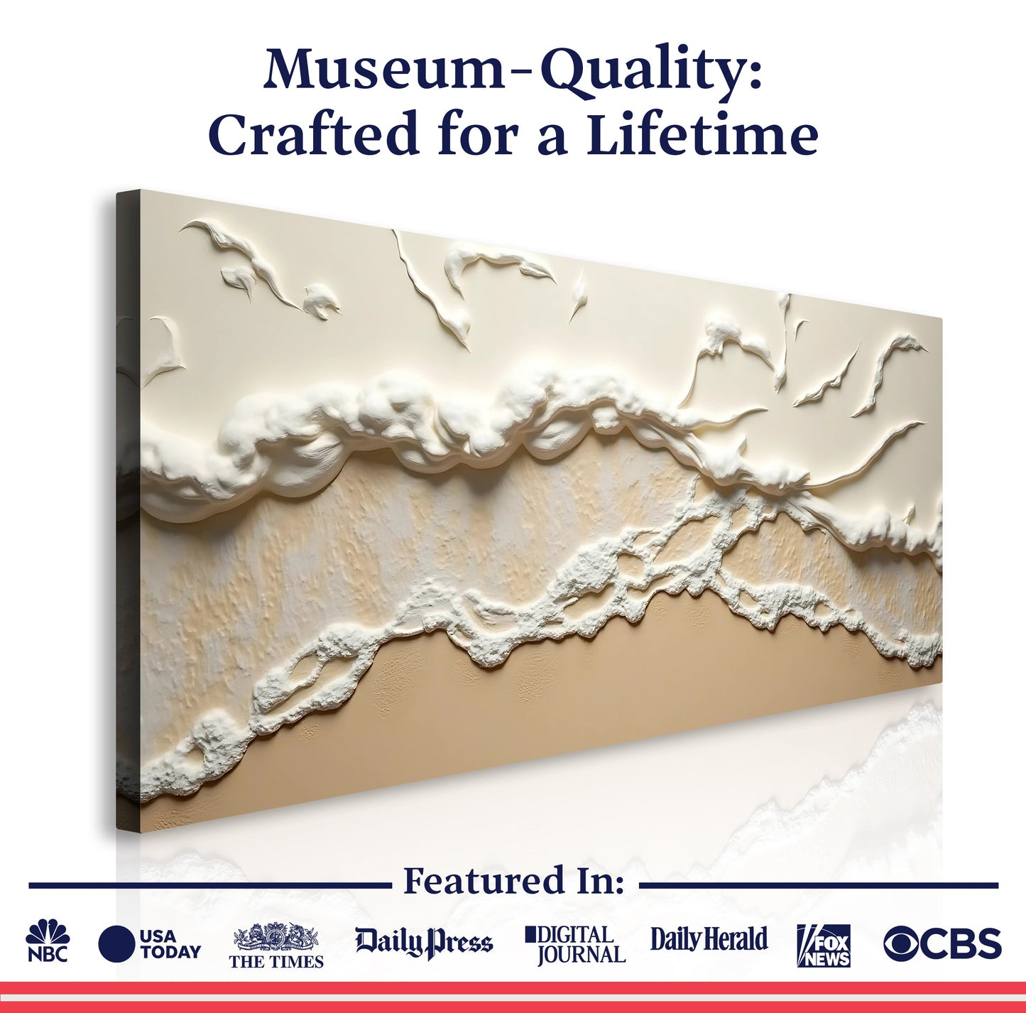 Beige Abstract Ocean Waves Wall Art