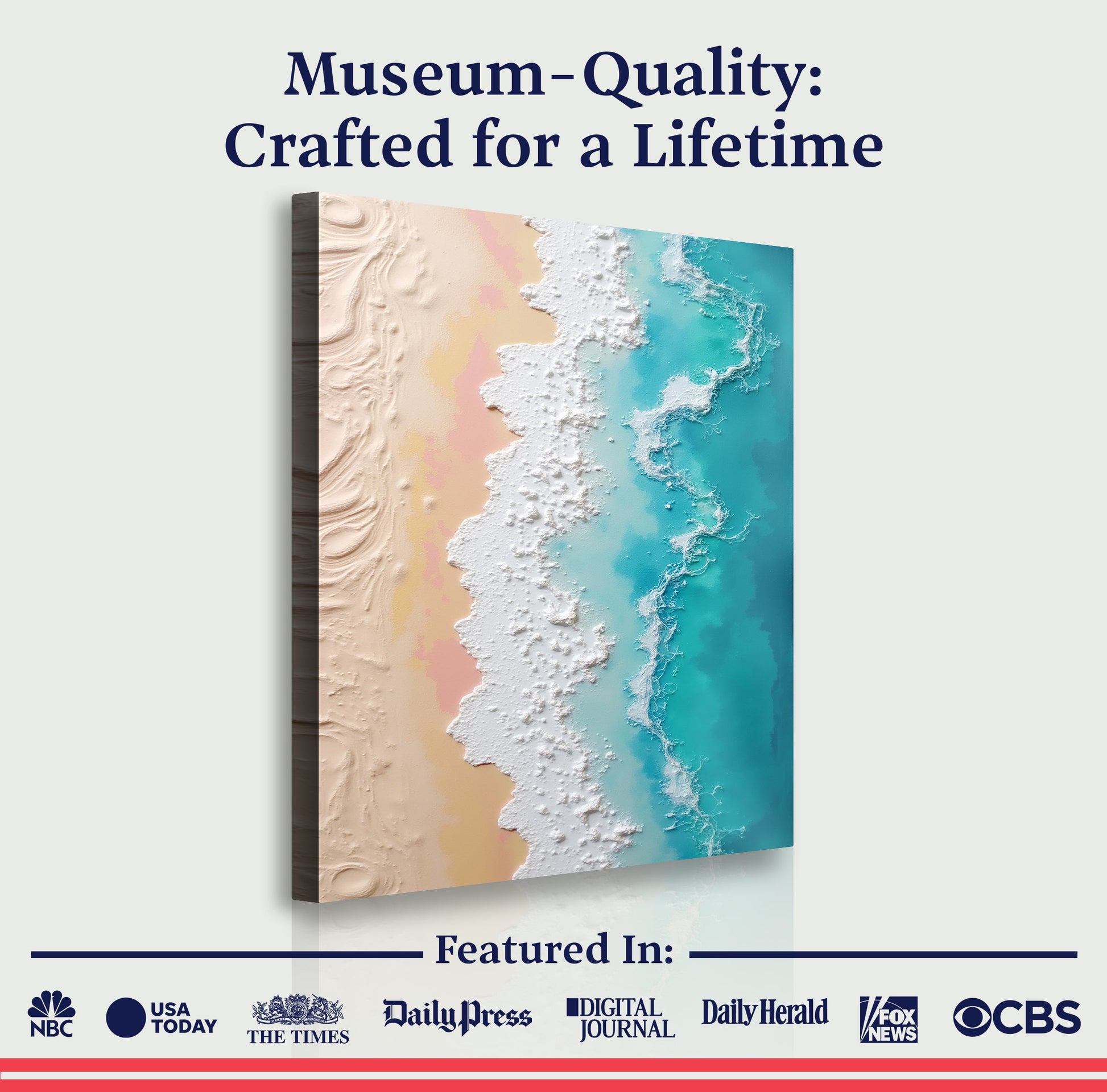 3D Minimalist Pink and Blue Ocean Wall Art