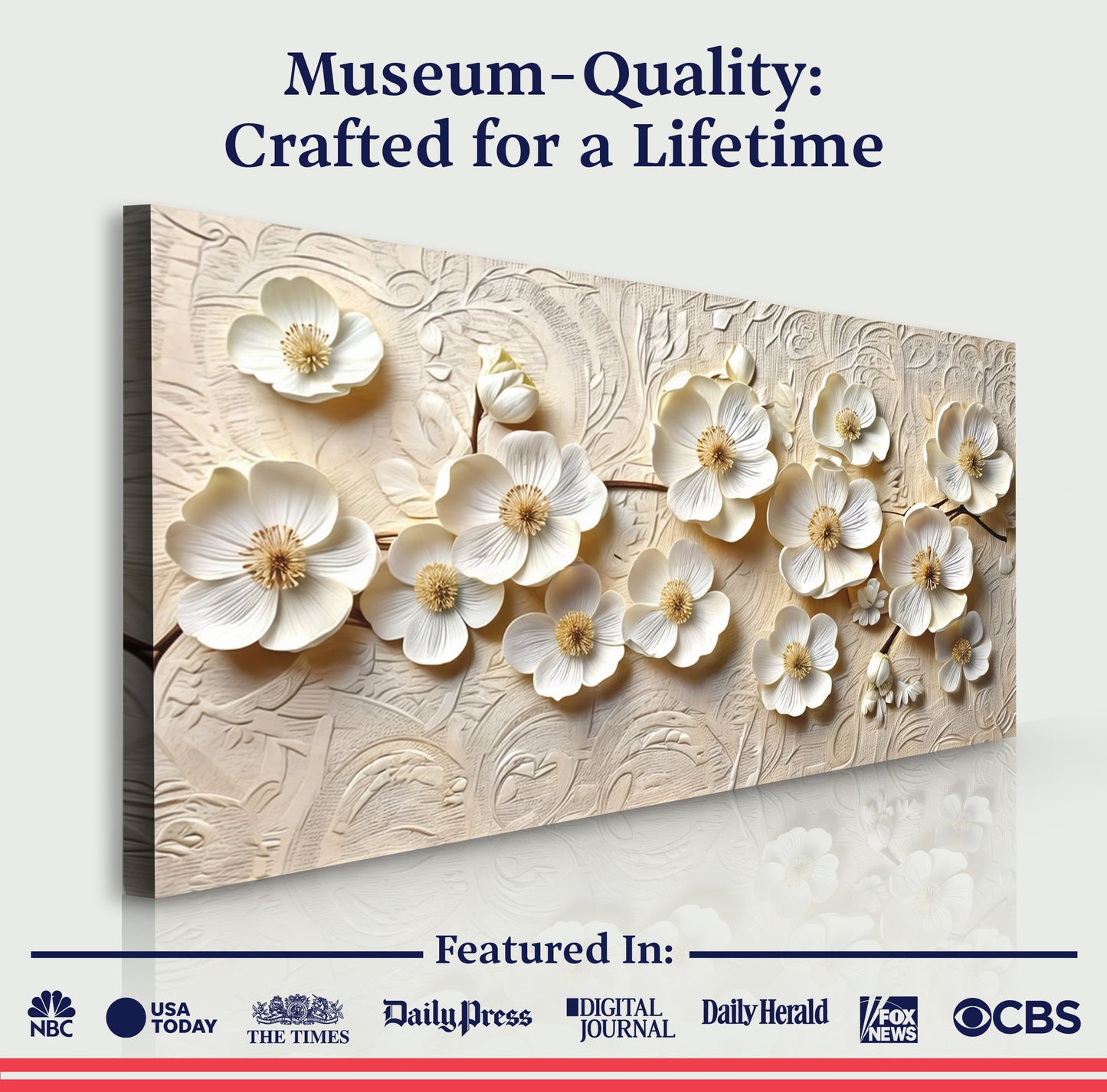 White Blossom Serenade Impasto Wall Art