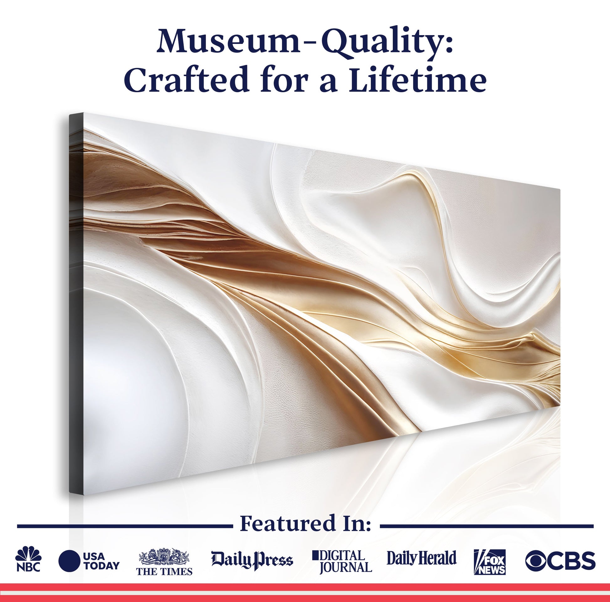 White and Gold Abstract Wall Art