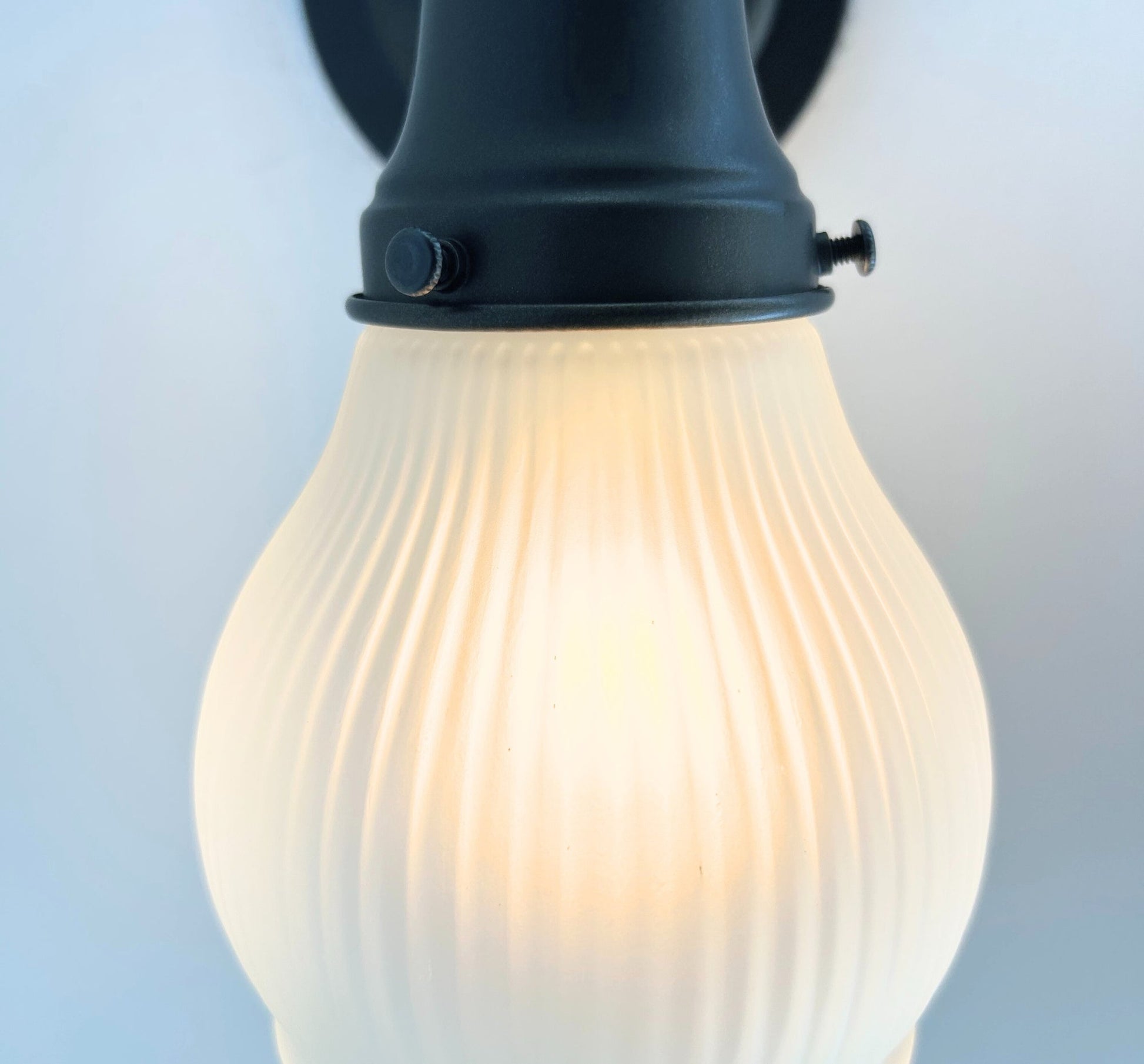 Holophane Fluted Pear Frosted Glass Wall Sconce or Pendant Light