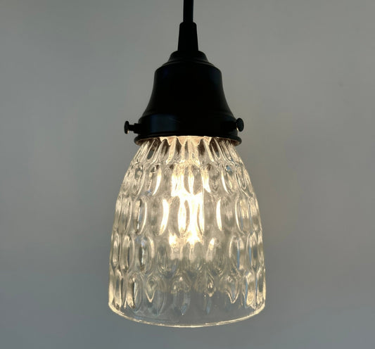 Clear Pebbled Texture Vintage Glass Pendant