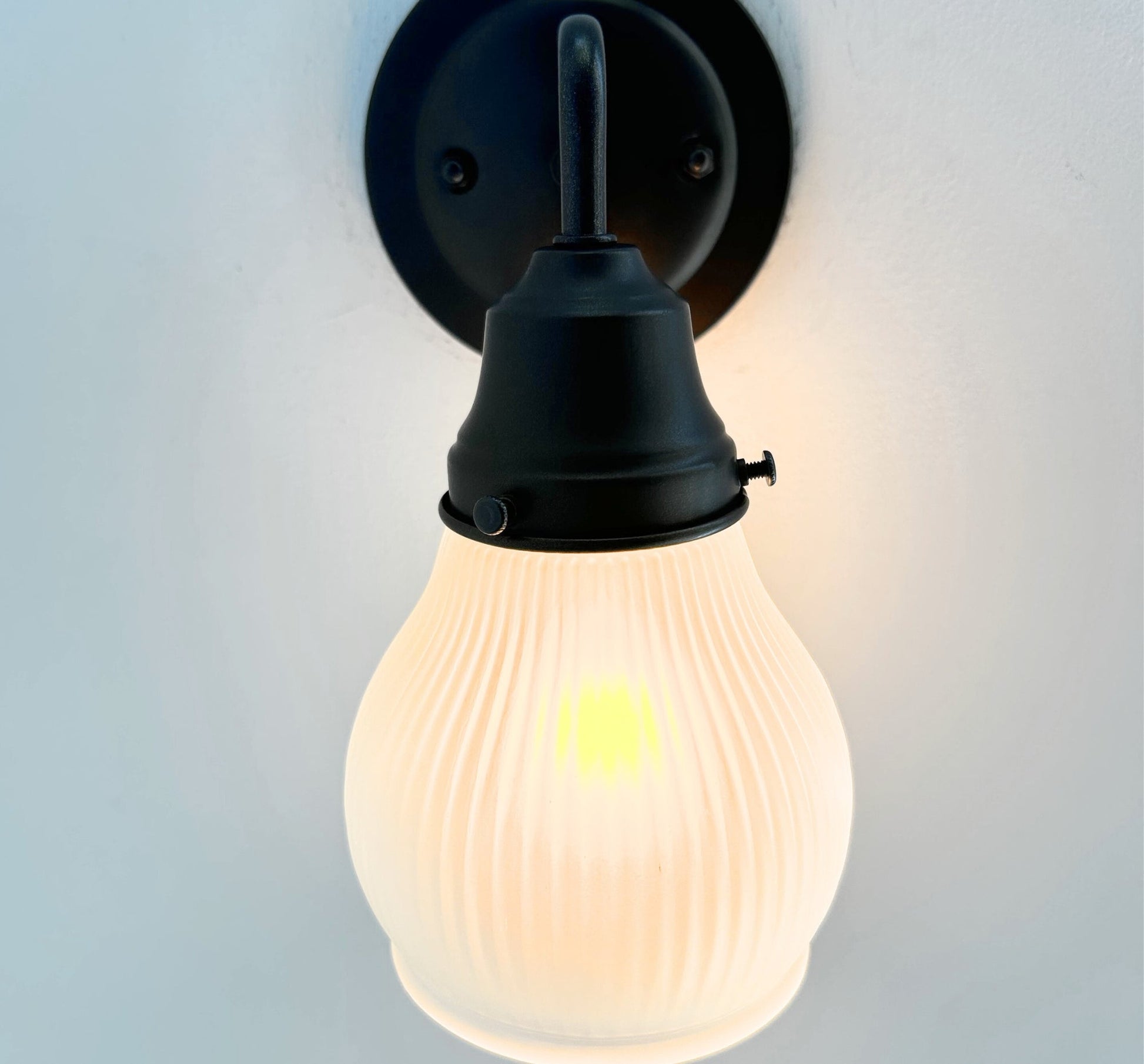 Holophane Fluted Pear Frosted Glass Wall Sconce or Pendant Light