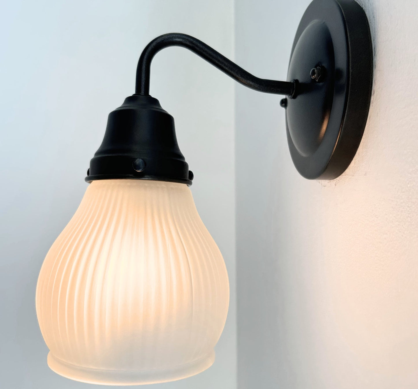 Holophane Fluted Pear Frosted Glass Wall Sconce or Pendant Light