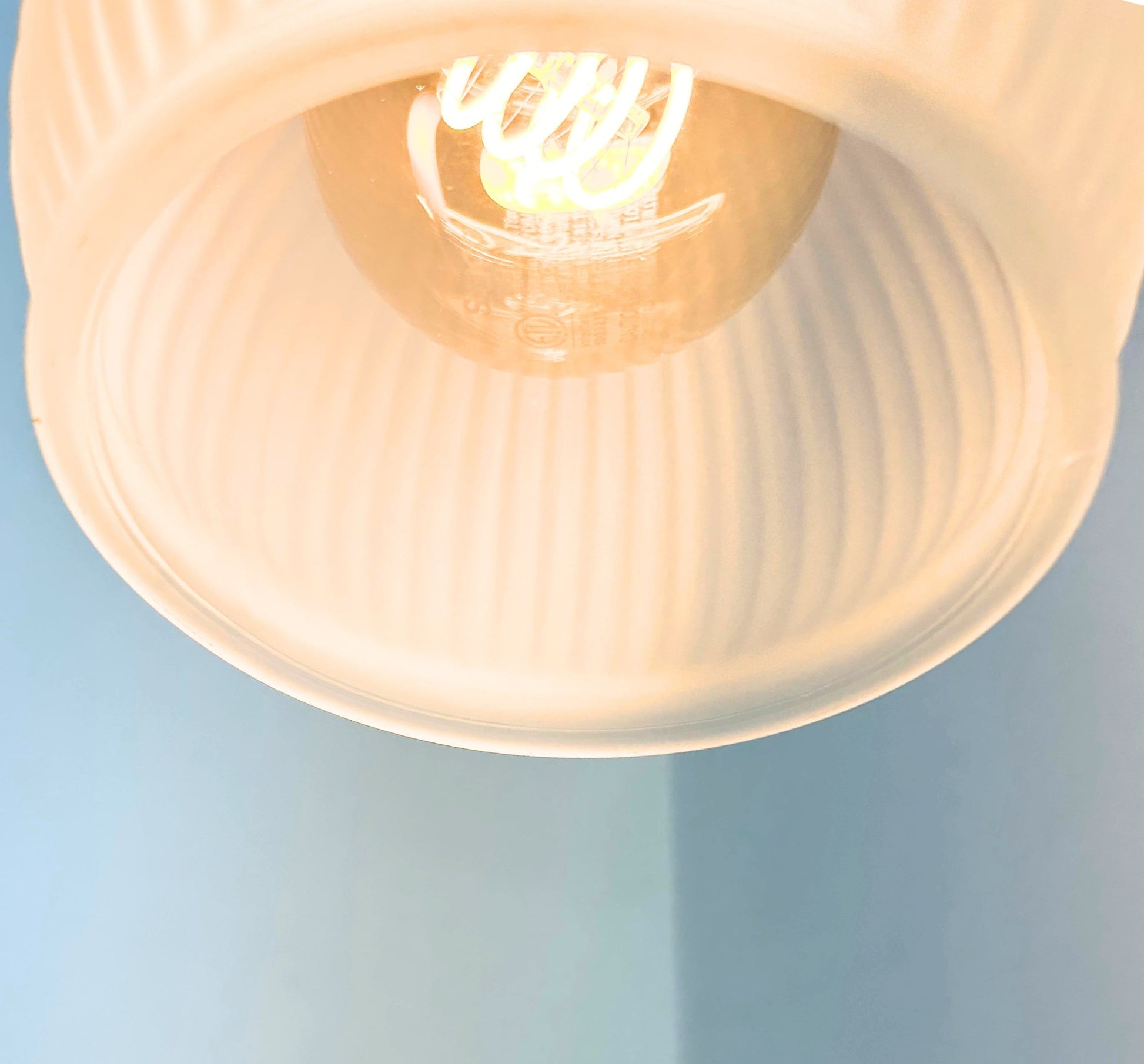 Holophane Fluted Pear Frosted Glass Wall Sconce or Pendant Light