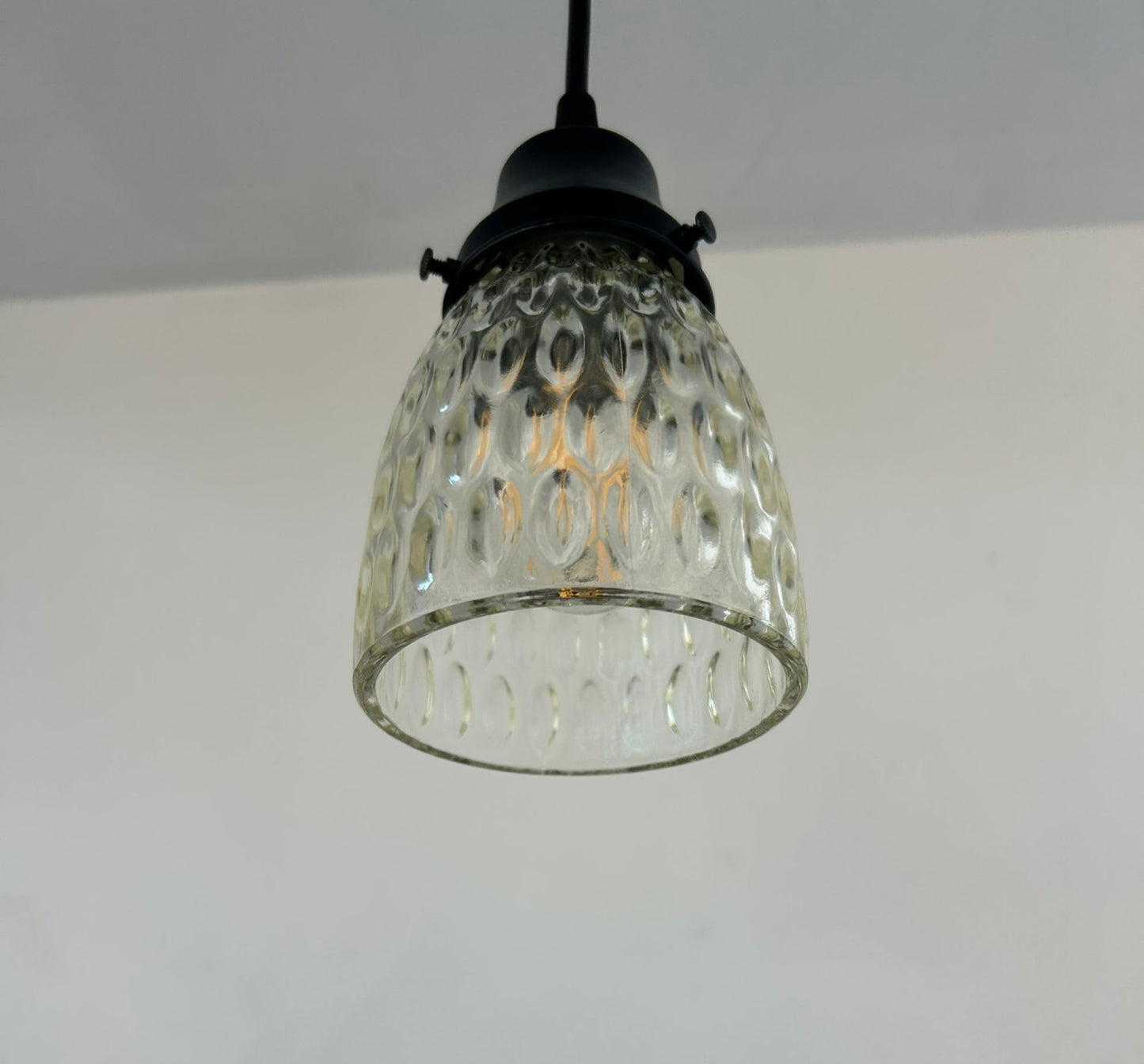 Clear Pebbled Texture Vintage Glass Pendant