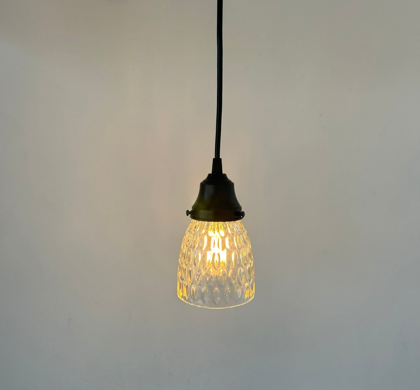 Clear Pebbled Texture Vintage Glass Pendant